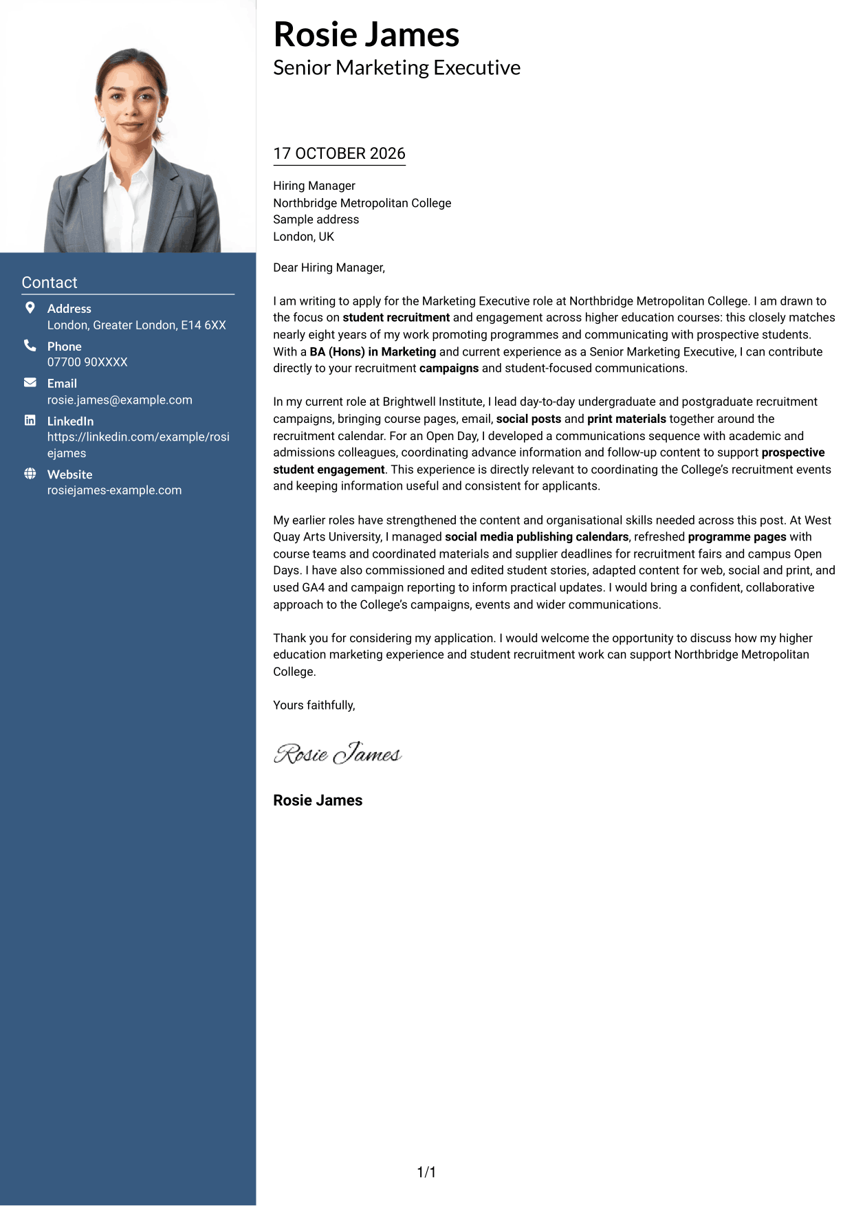 Cover letter example — page 1