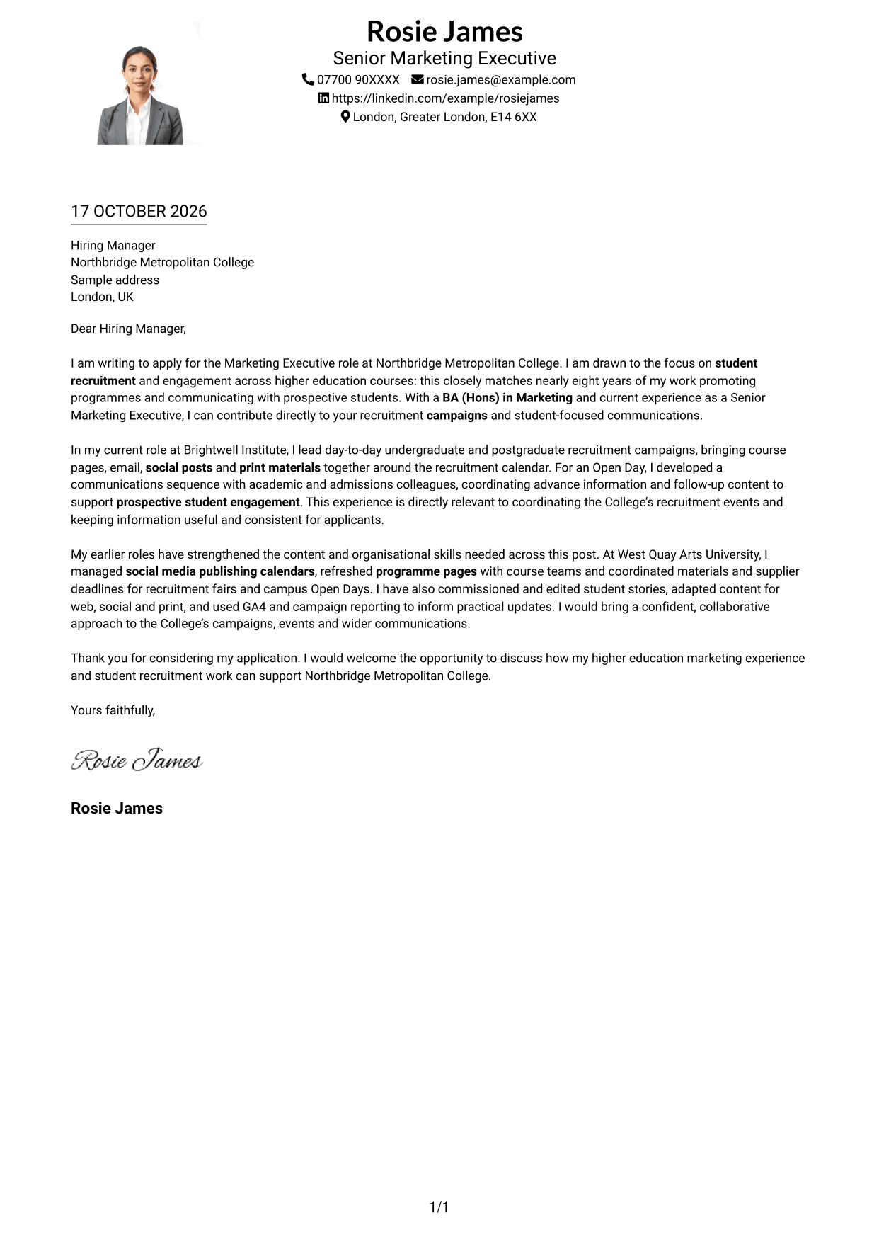 Cover letter example — page 1