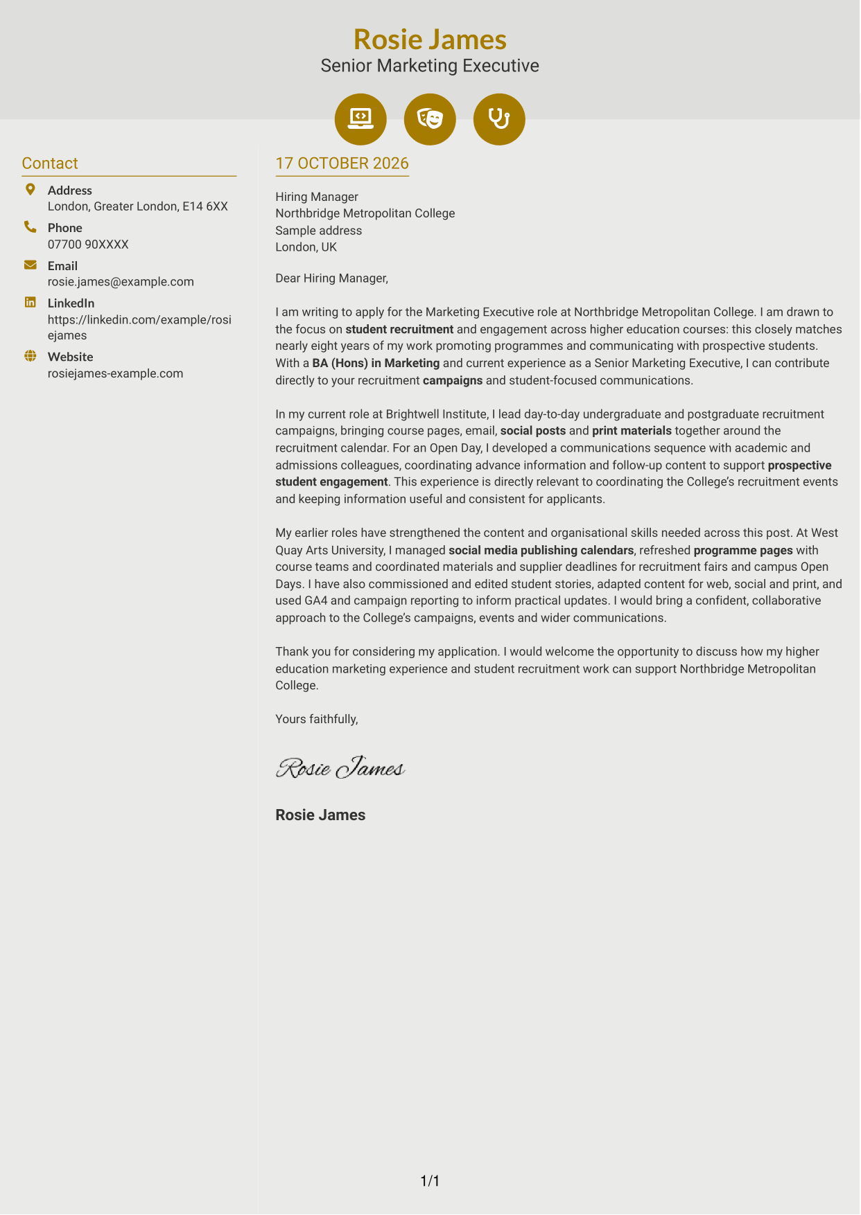 Cover letter example — page 1