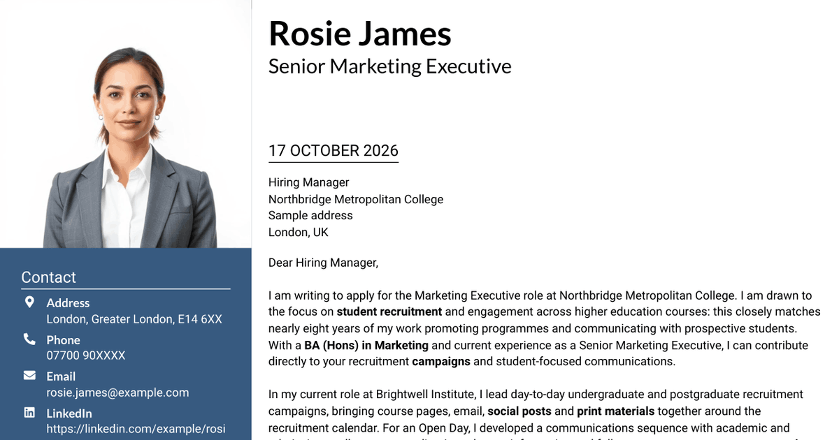 7 Marketing Executive - Student Recruitment Marketing Cover Letter Templates with Example