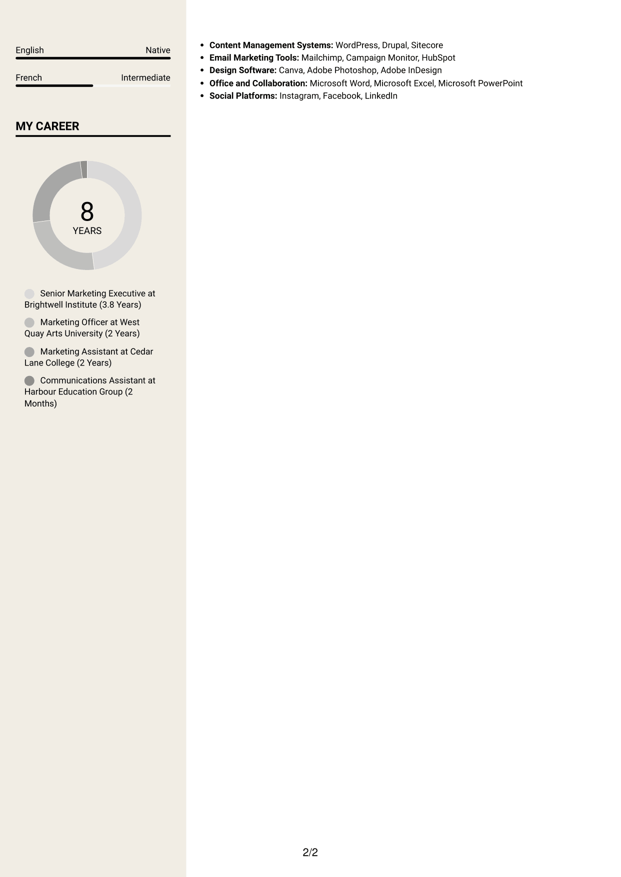 CV example — page 2