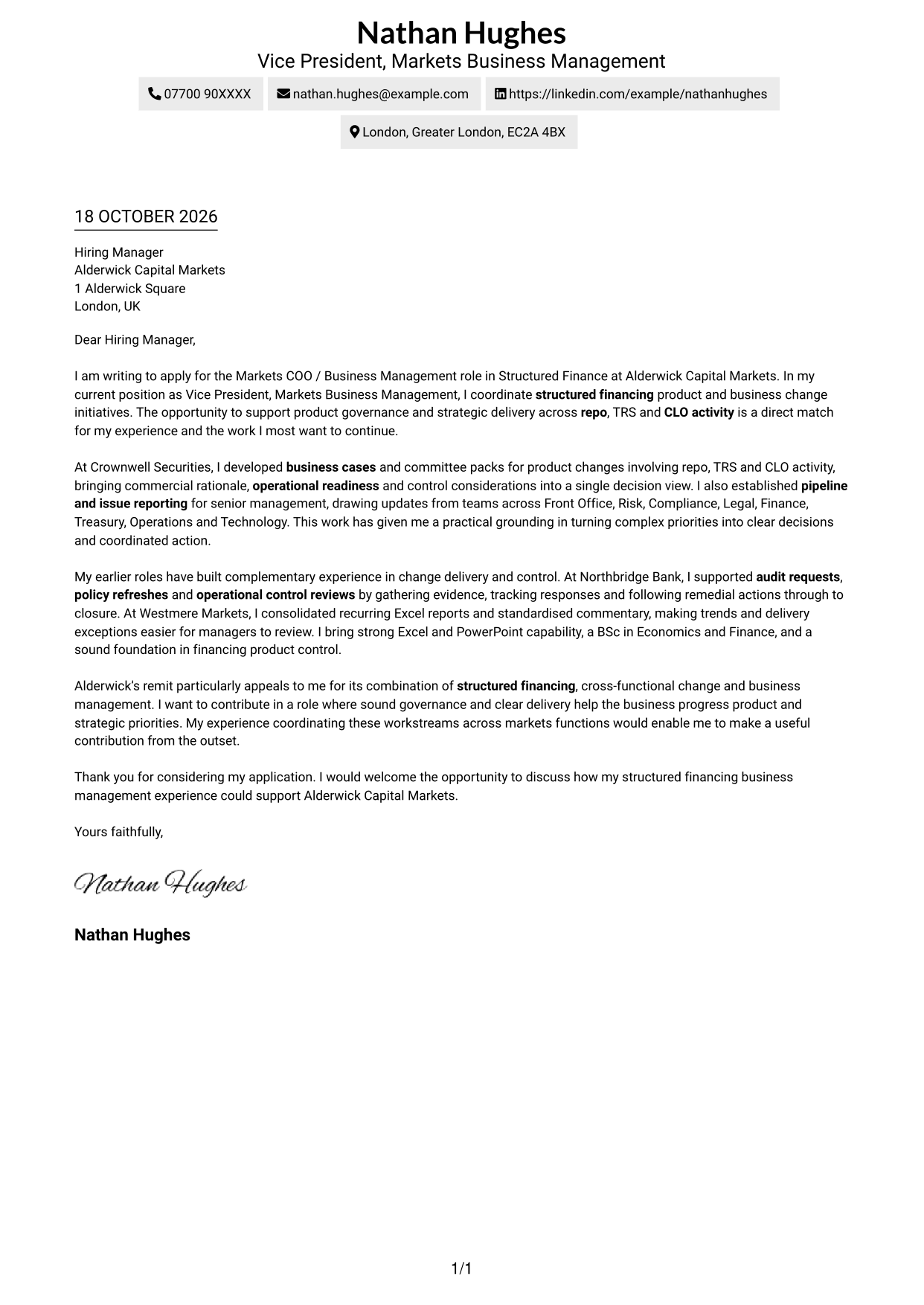 Cover letter example — page 1