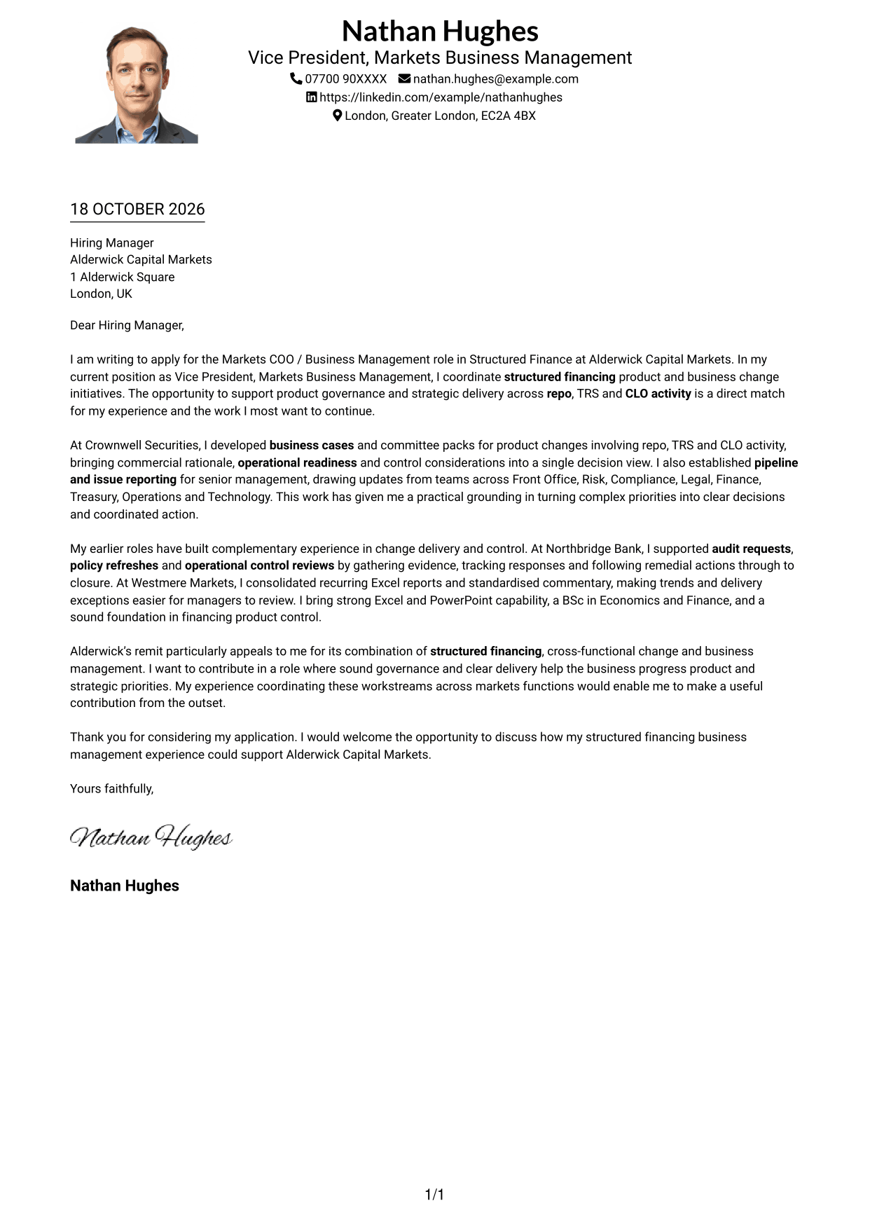 Cover letter example — page 1