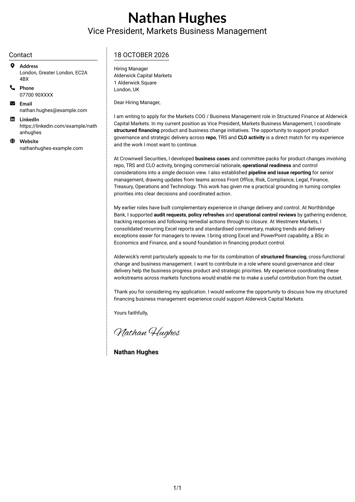 Cover letter example — page 1