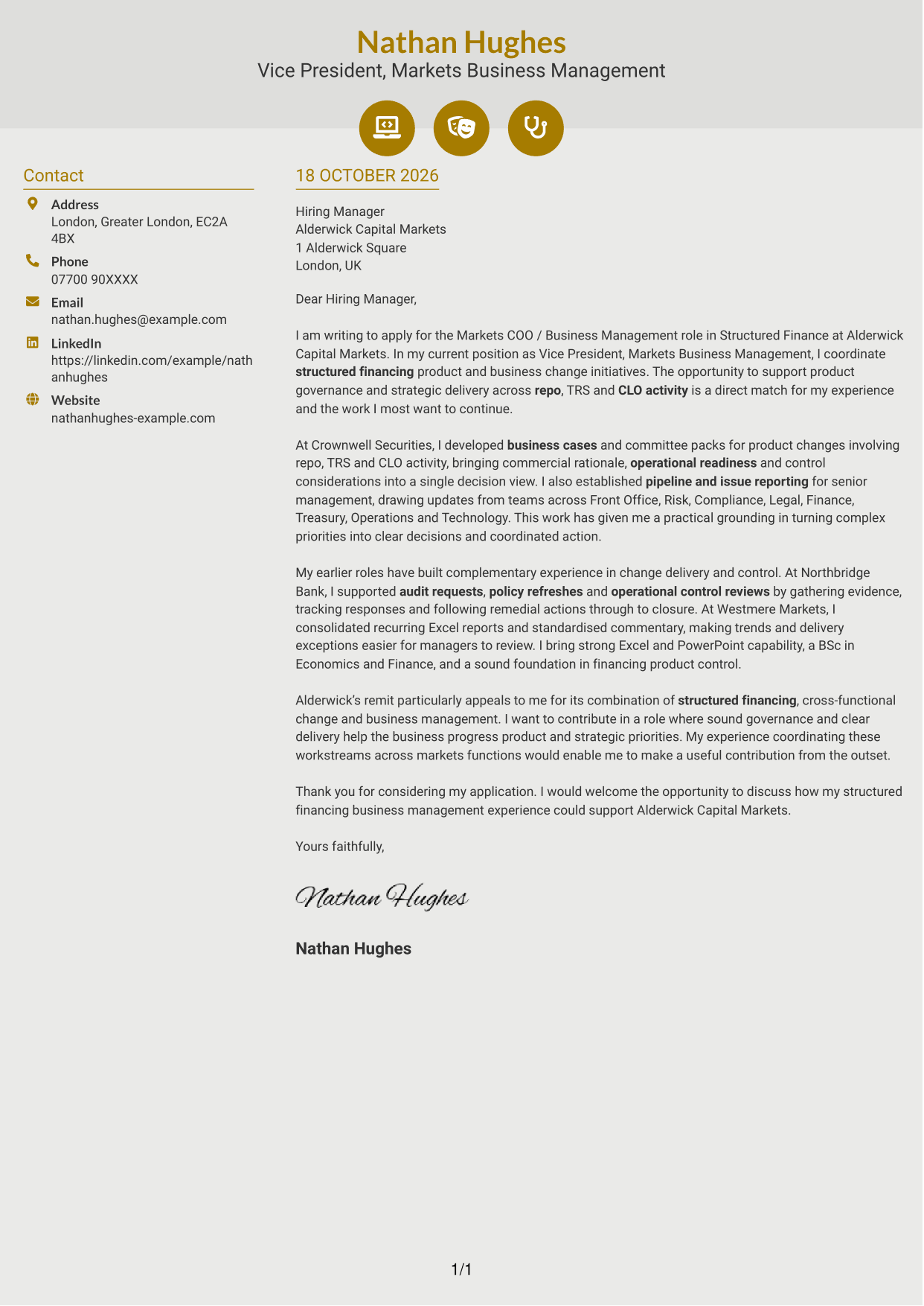 Cover letter example — page 1
