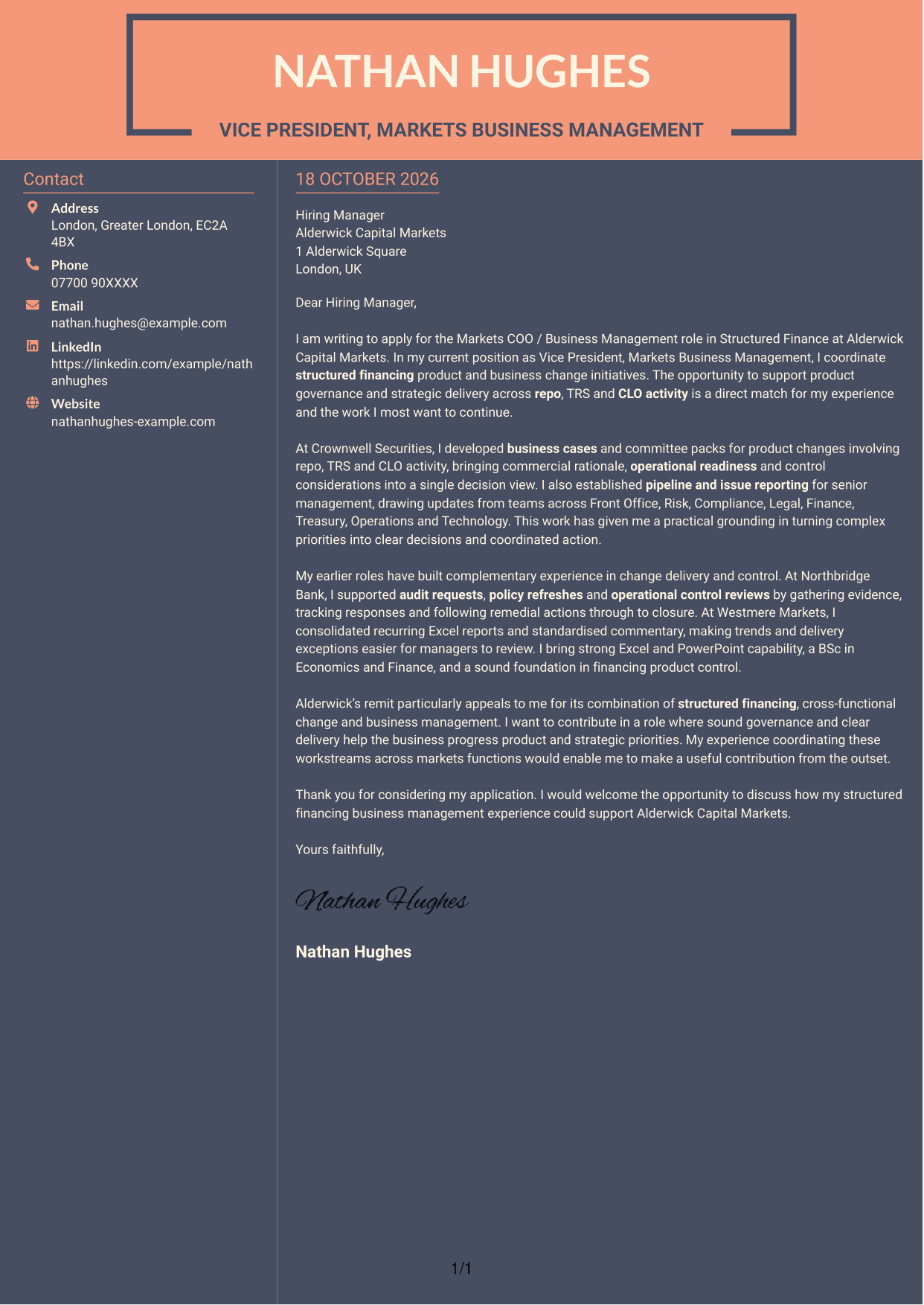 Cover letter example — page 1