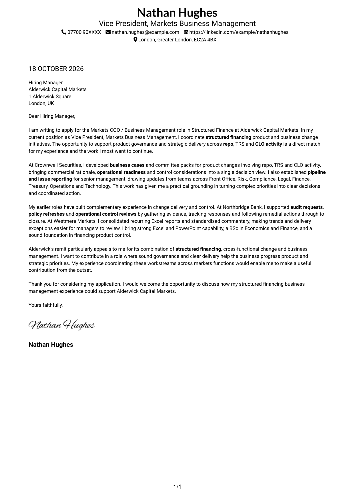 Cover letter example — page 1