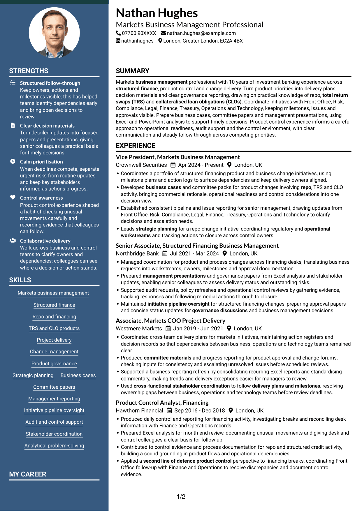 CV example — page 1