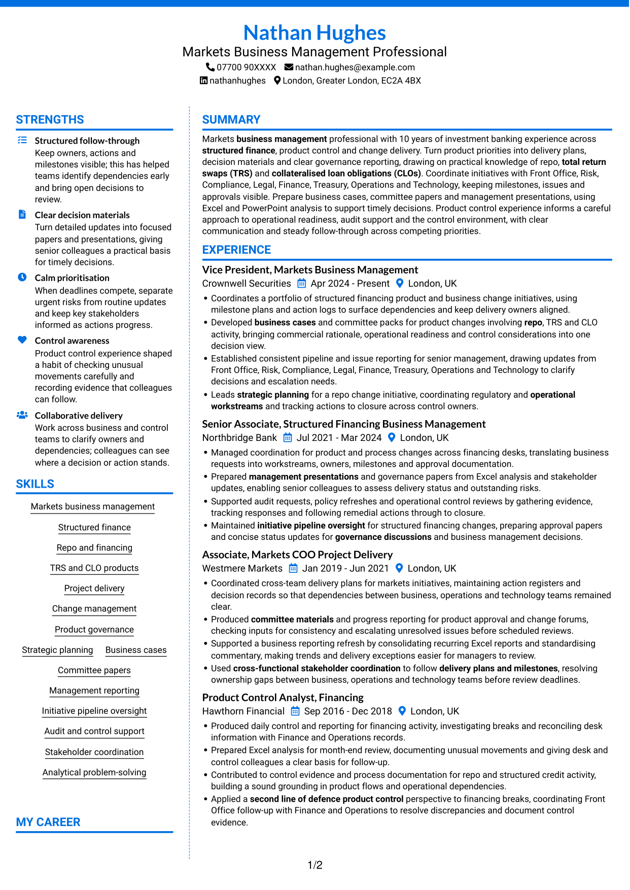 CV example — page 1