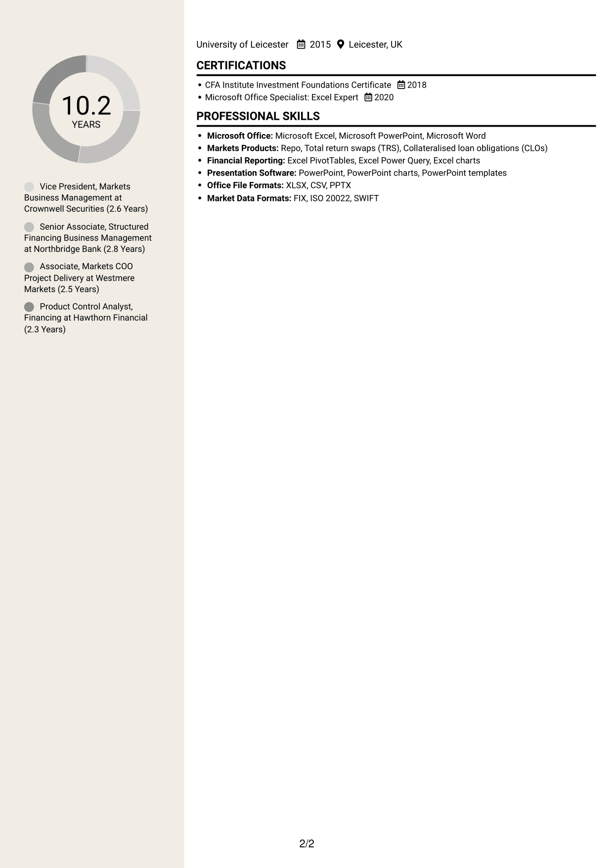 CV example — page 2
