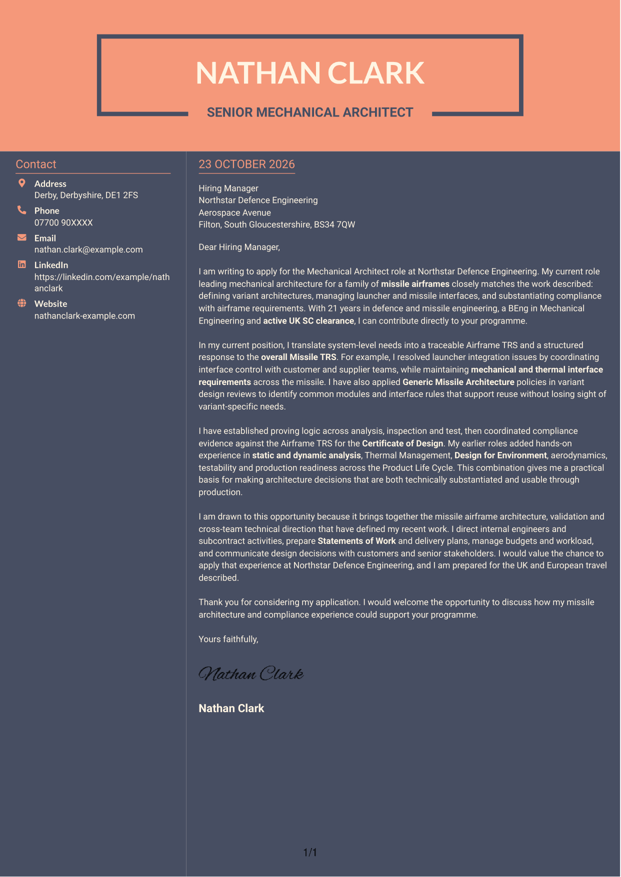 Cover letter example — page 1