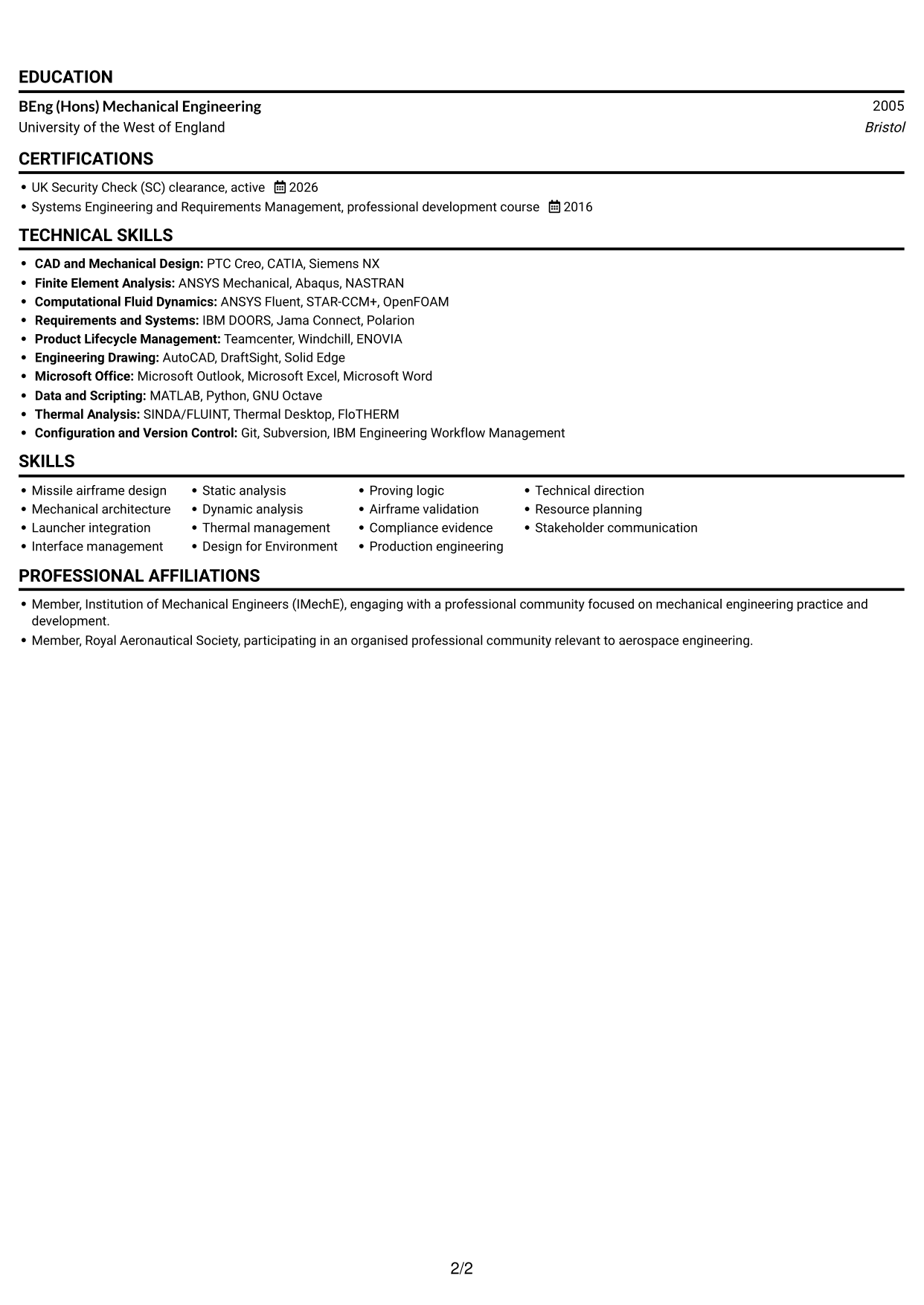 CV example — page 2