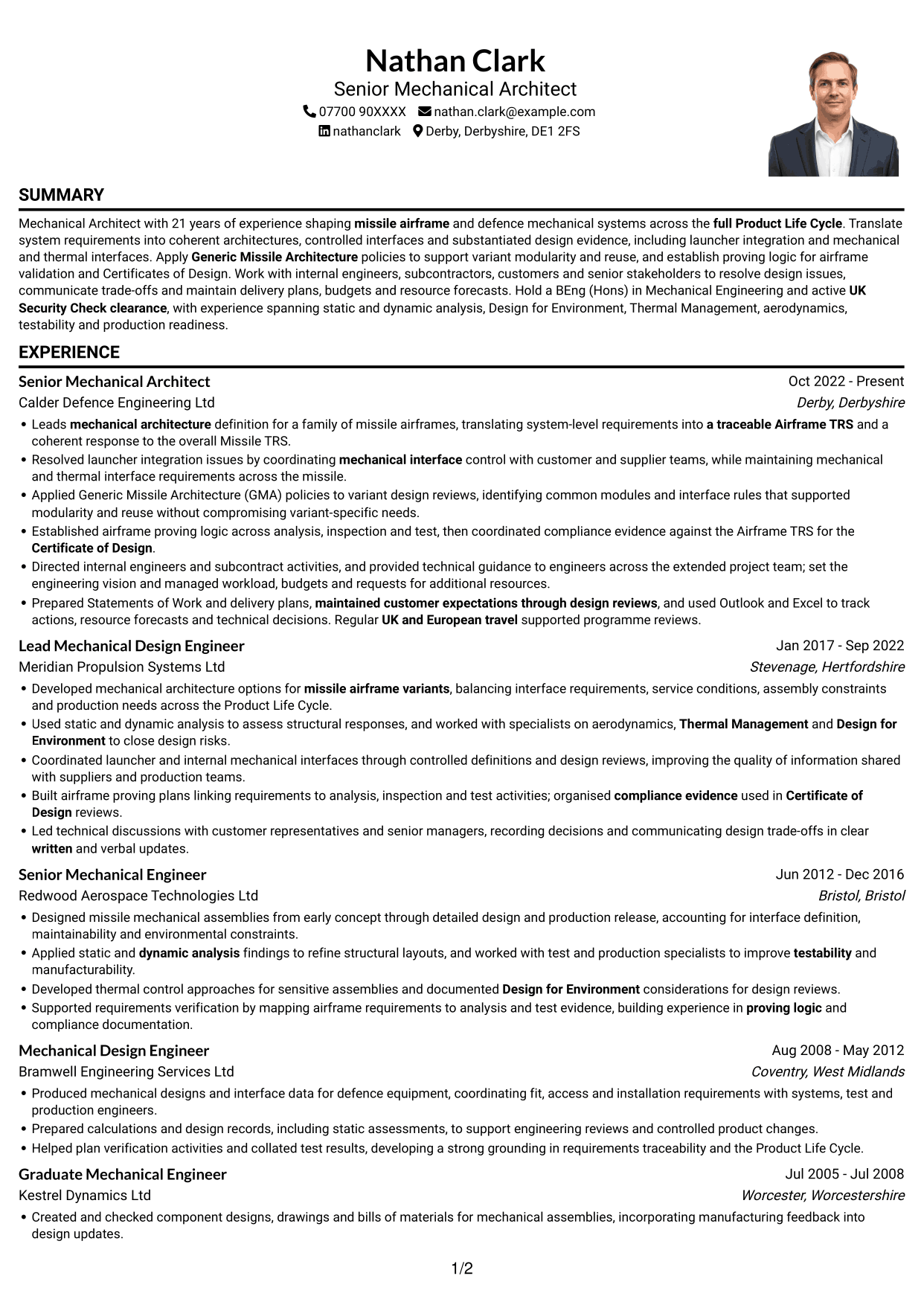 CV example — page 1