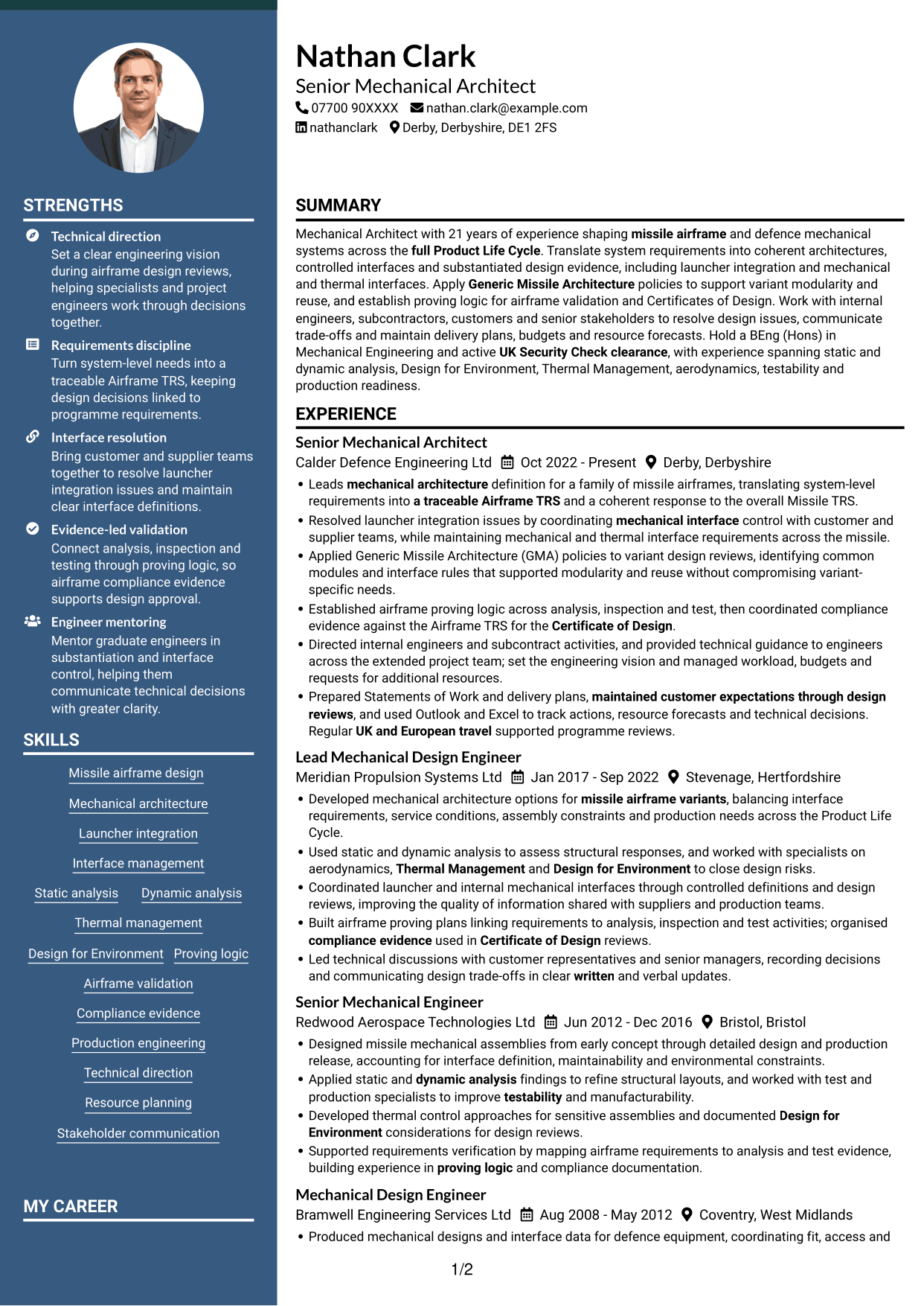 CV example — page 1