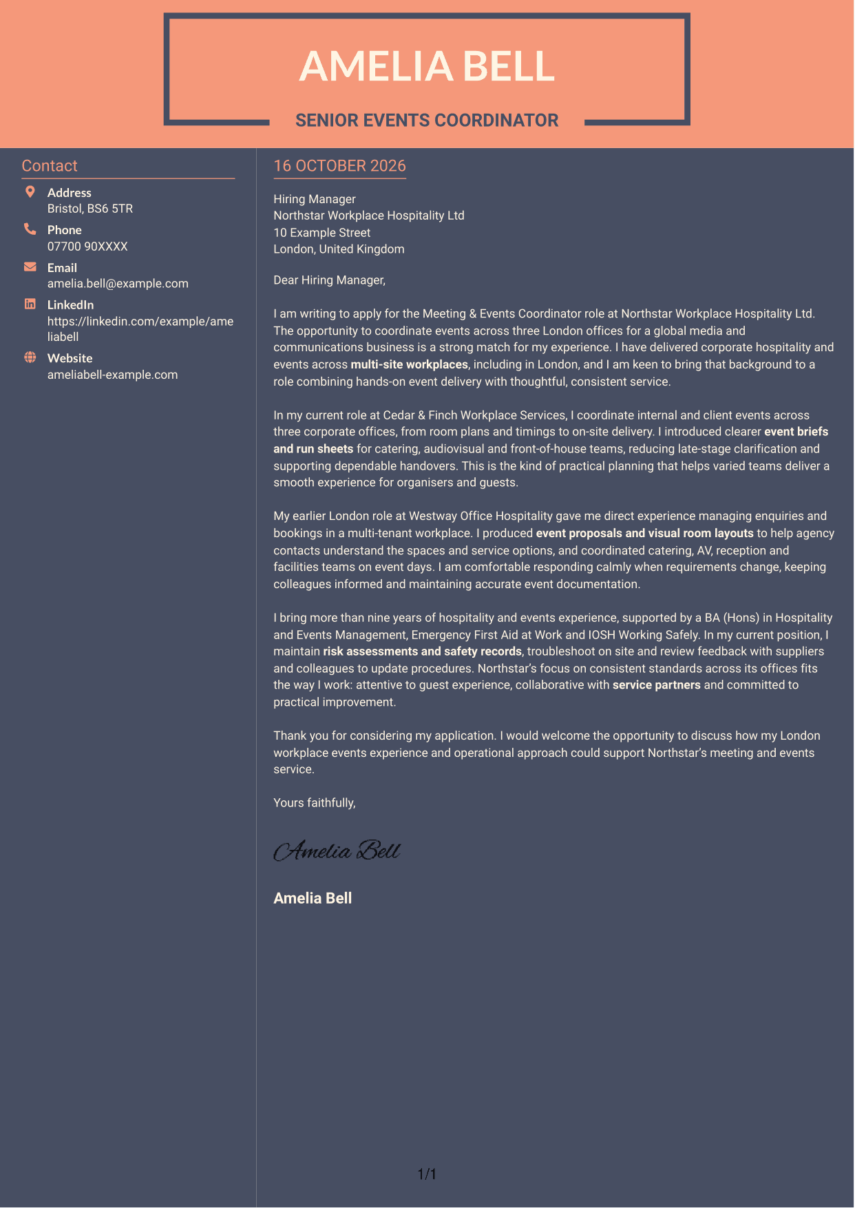 Cover letter example — page 1