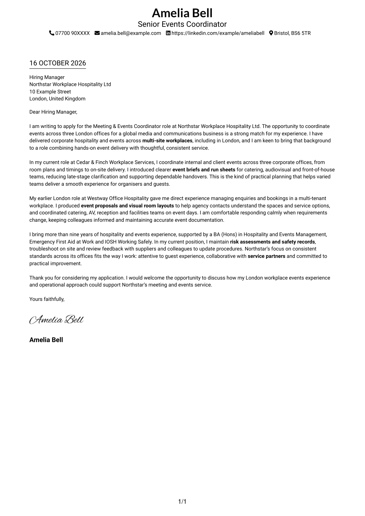 Cover letter example — page 1