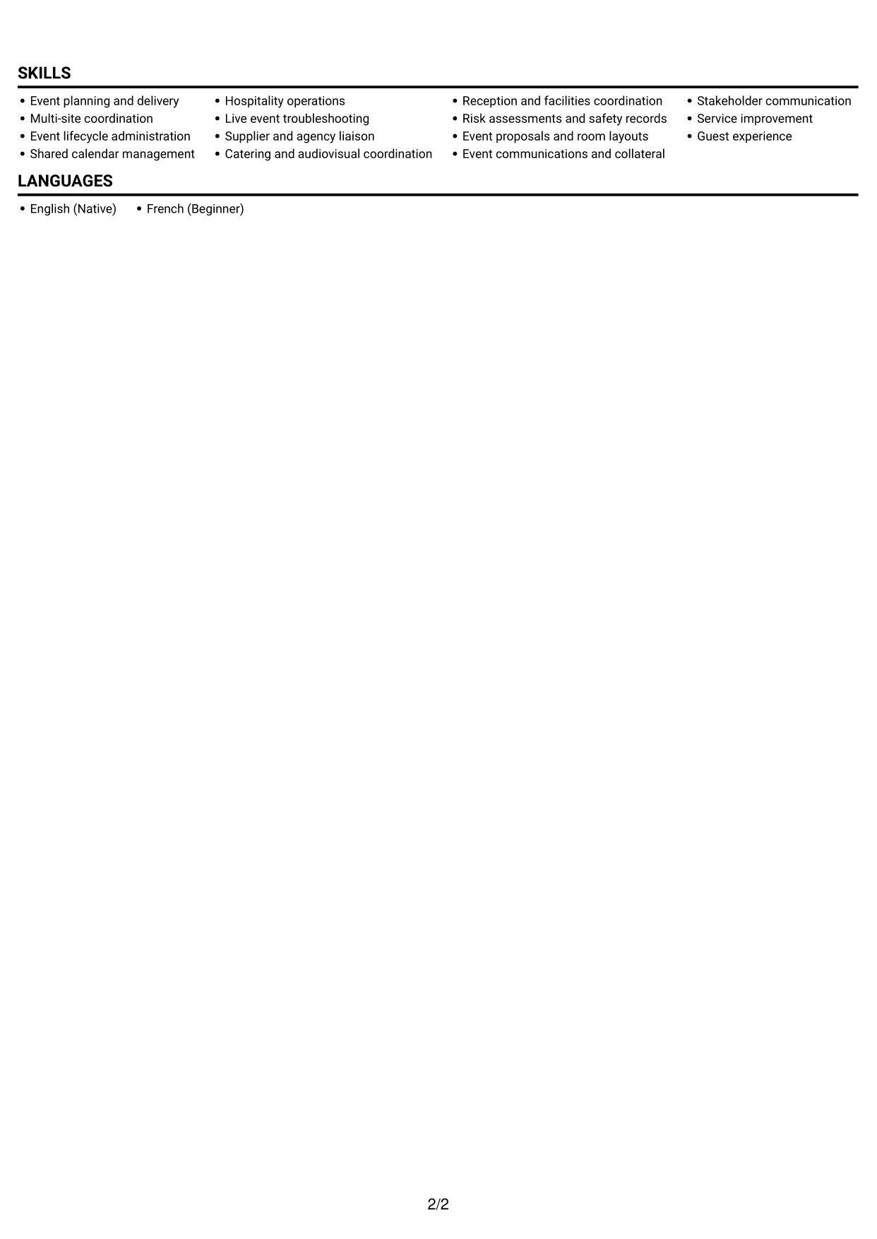 CV example — page 2