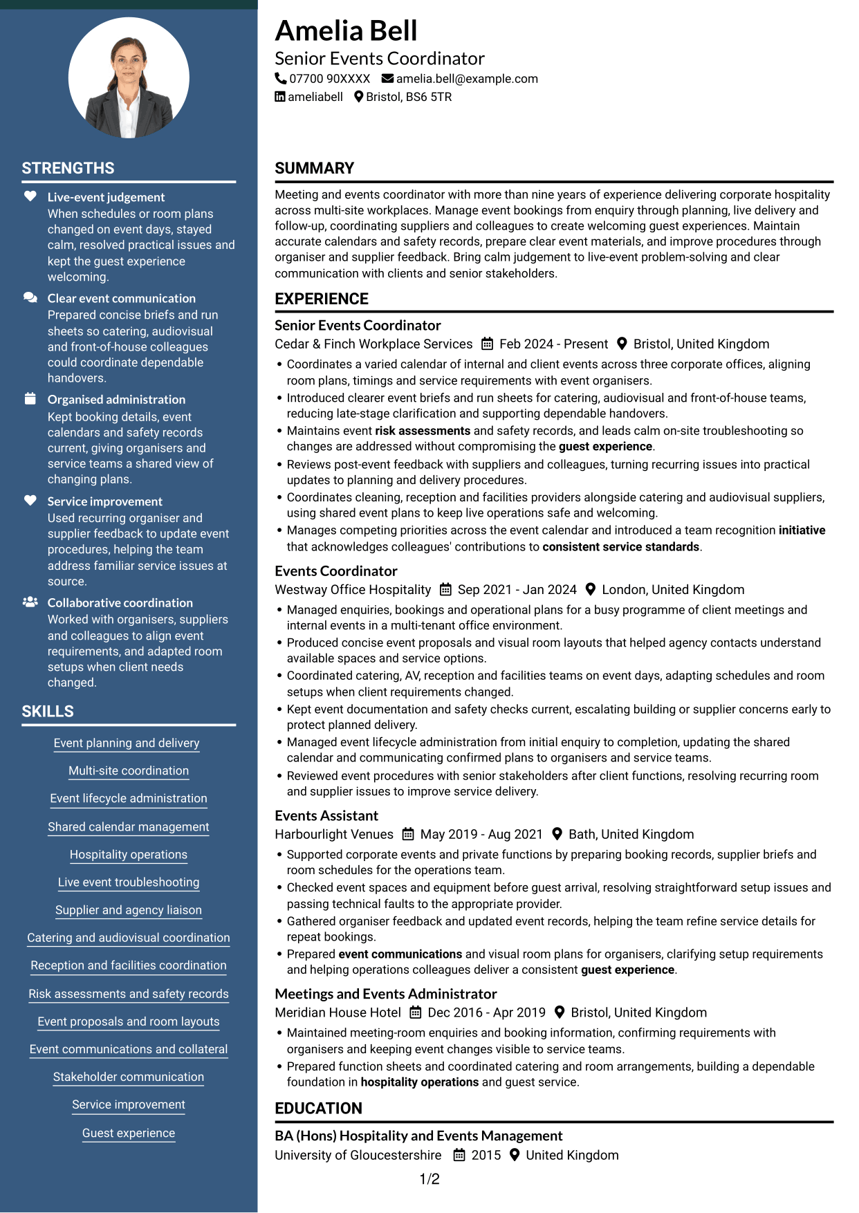 CV example — page 1