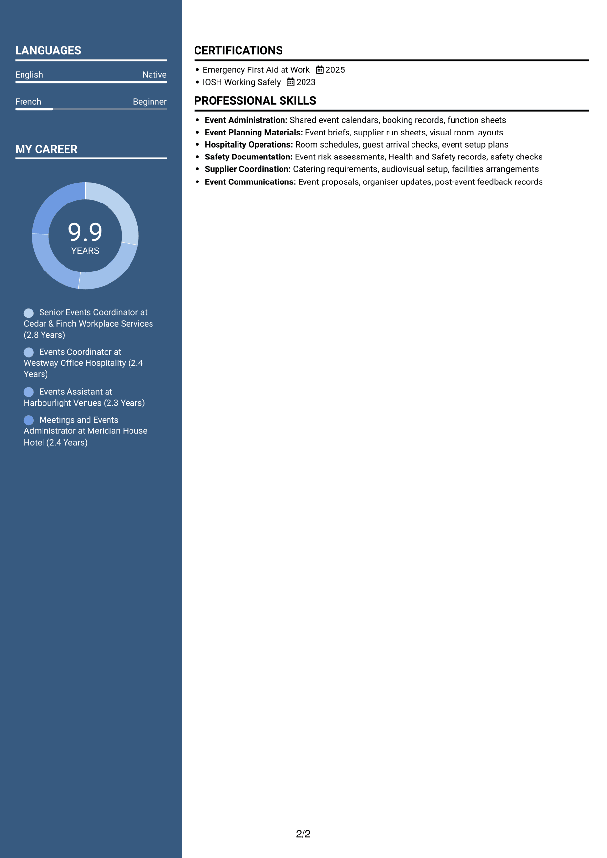 CV example — page 2