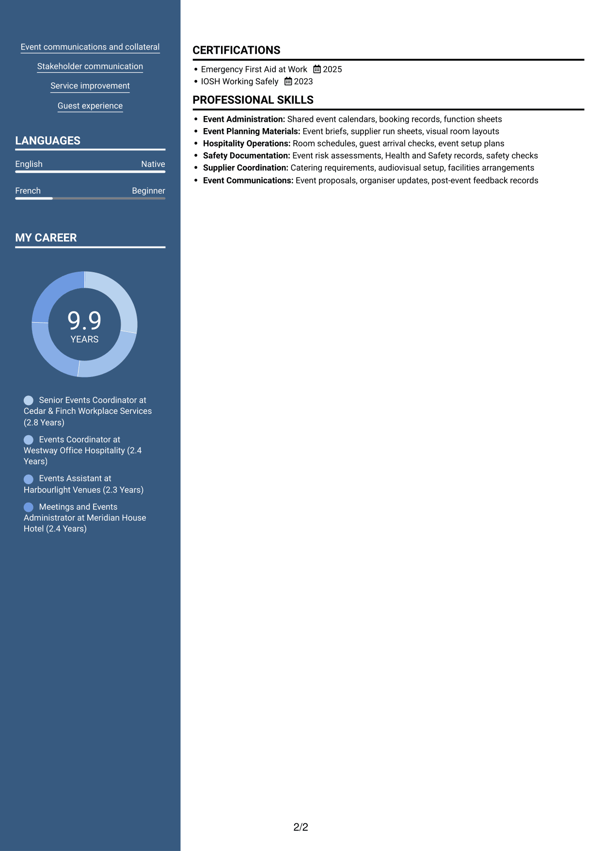 CV example — page 2