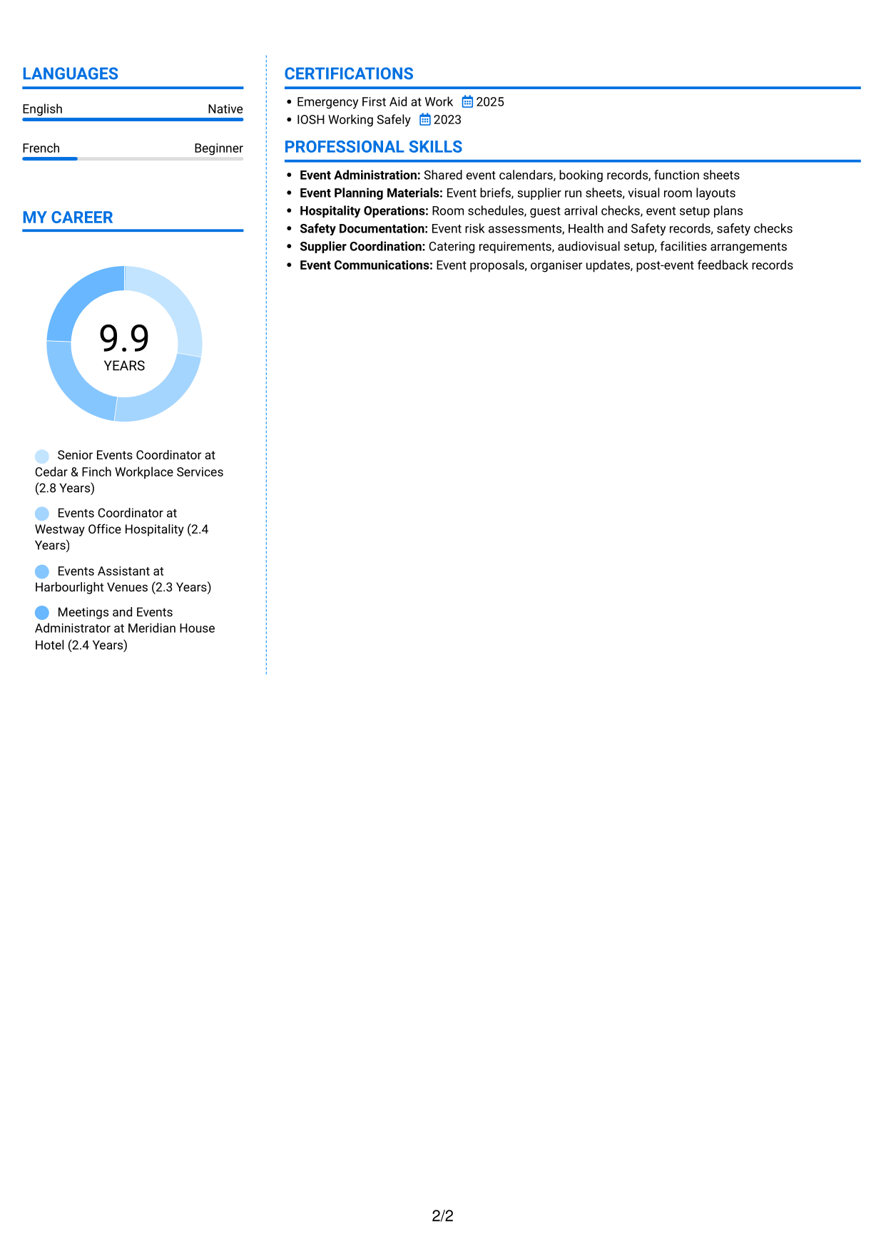 CV example — page 2