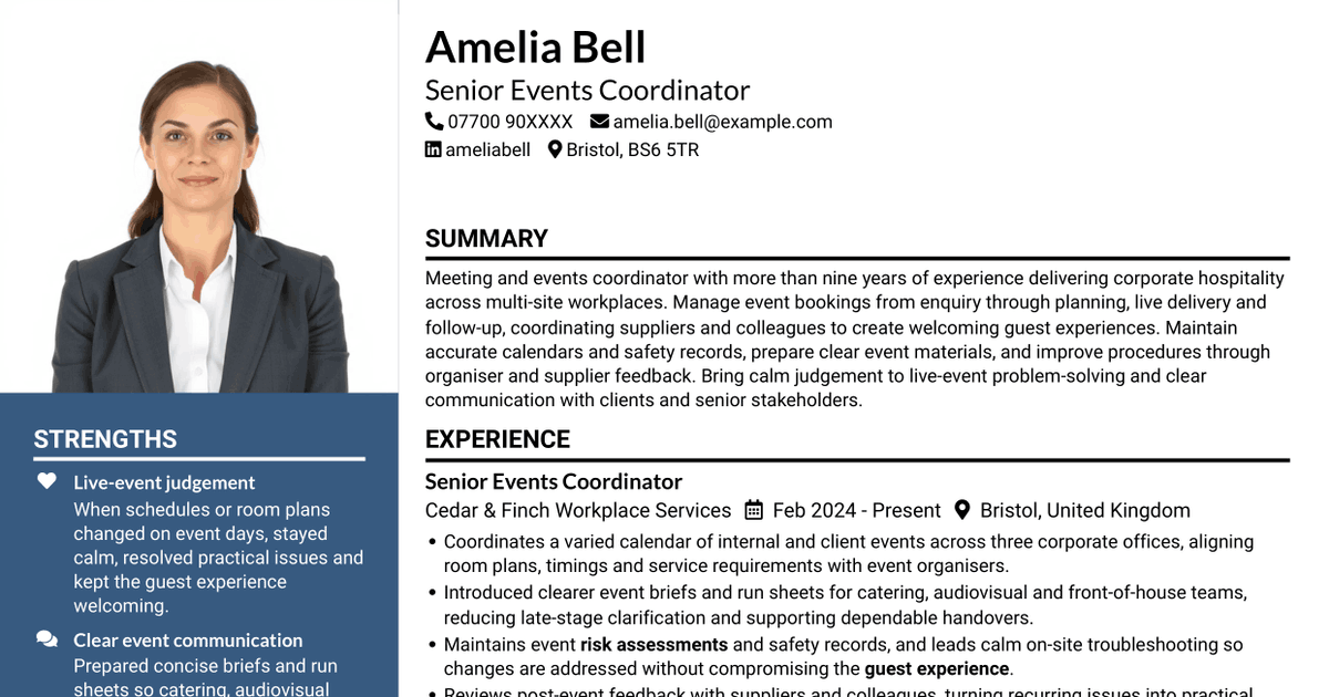 7 Meeting & Events Coordinator CV Templates with Example