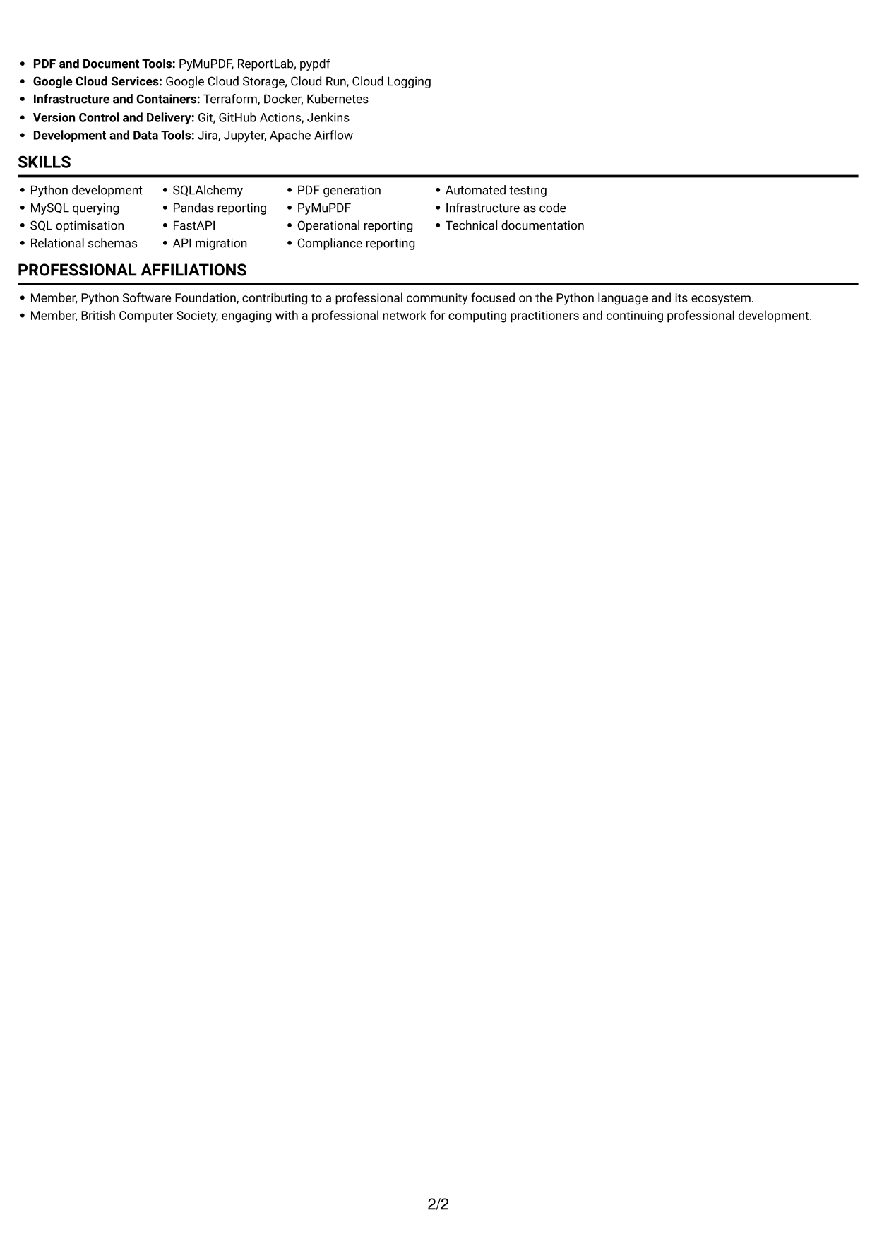 CV example — page 2