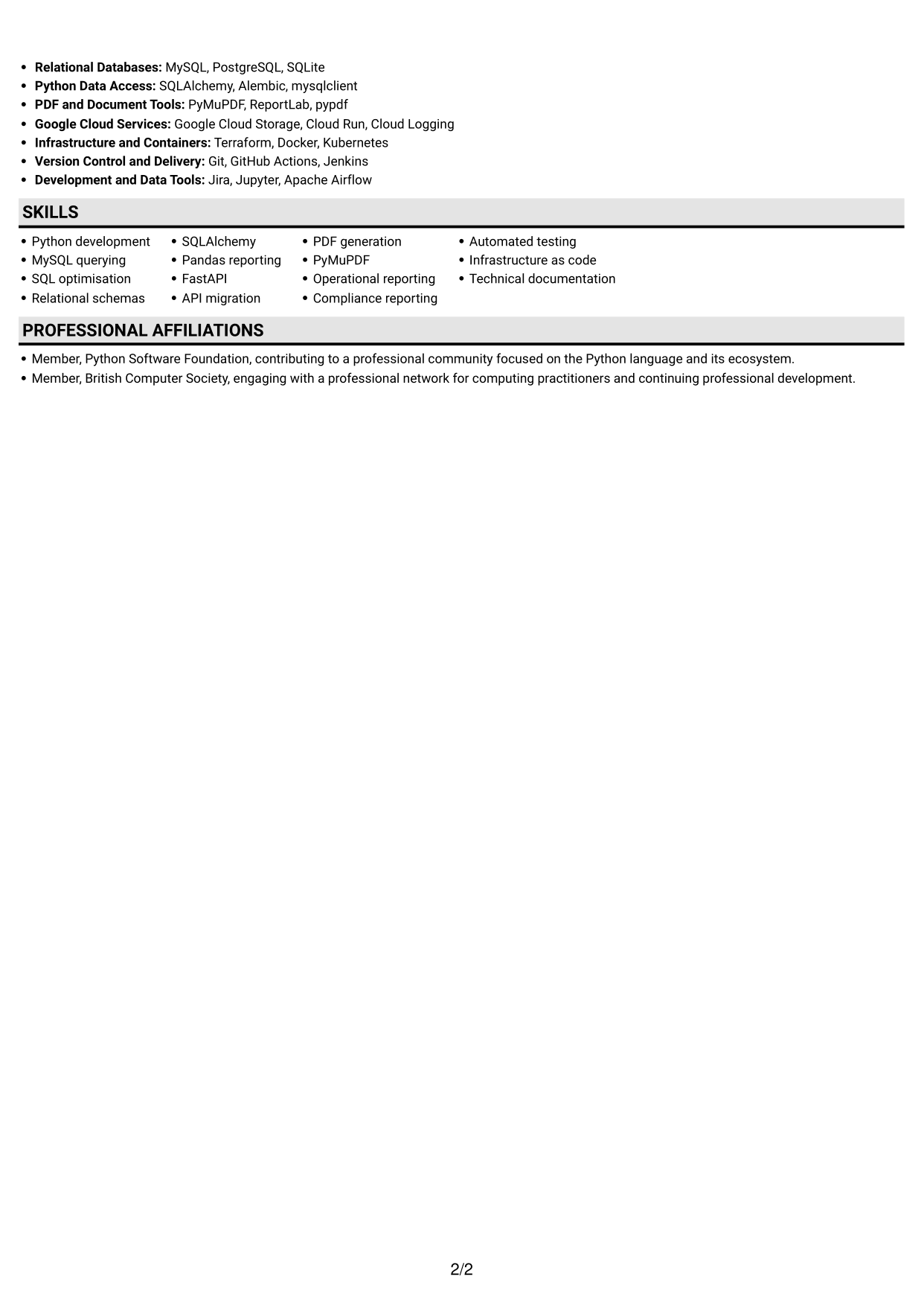 CV example — page 2