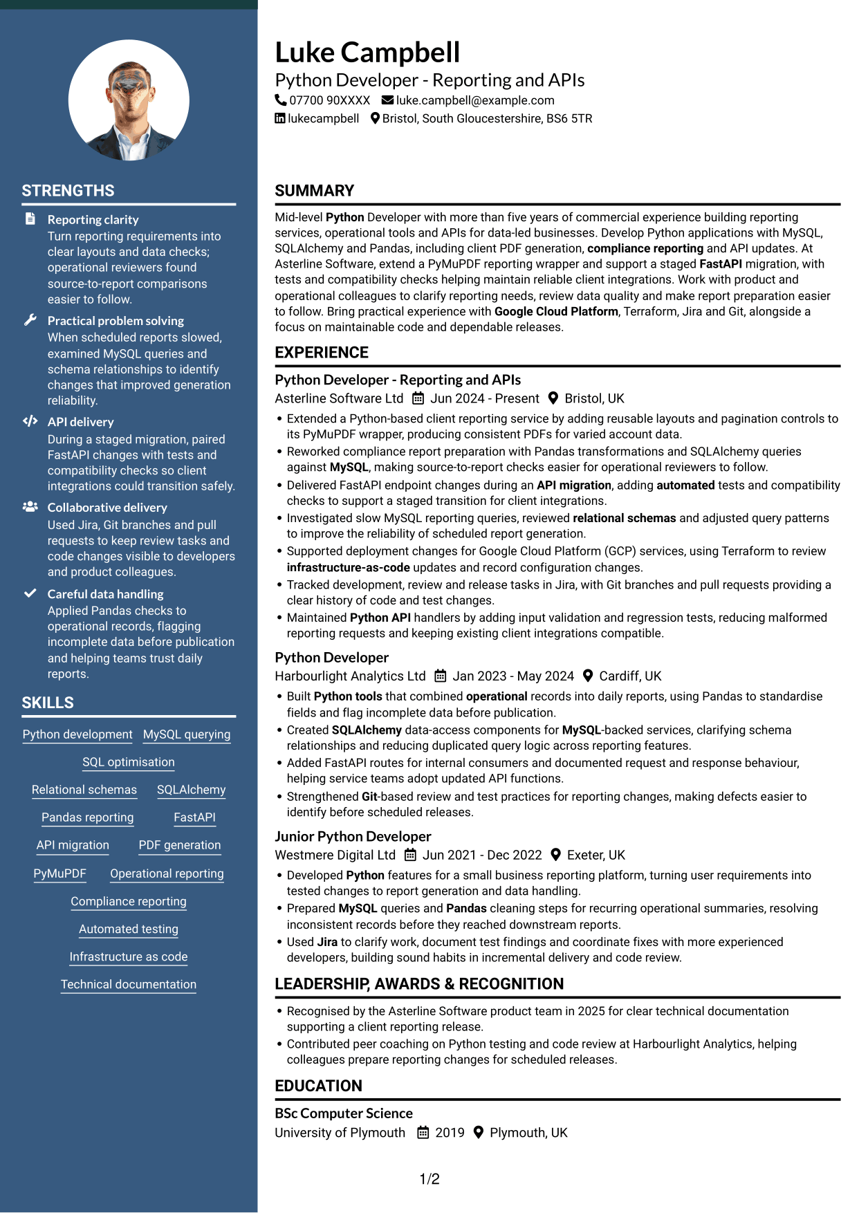 CV example — page 1