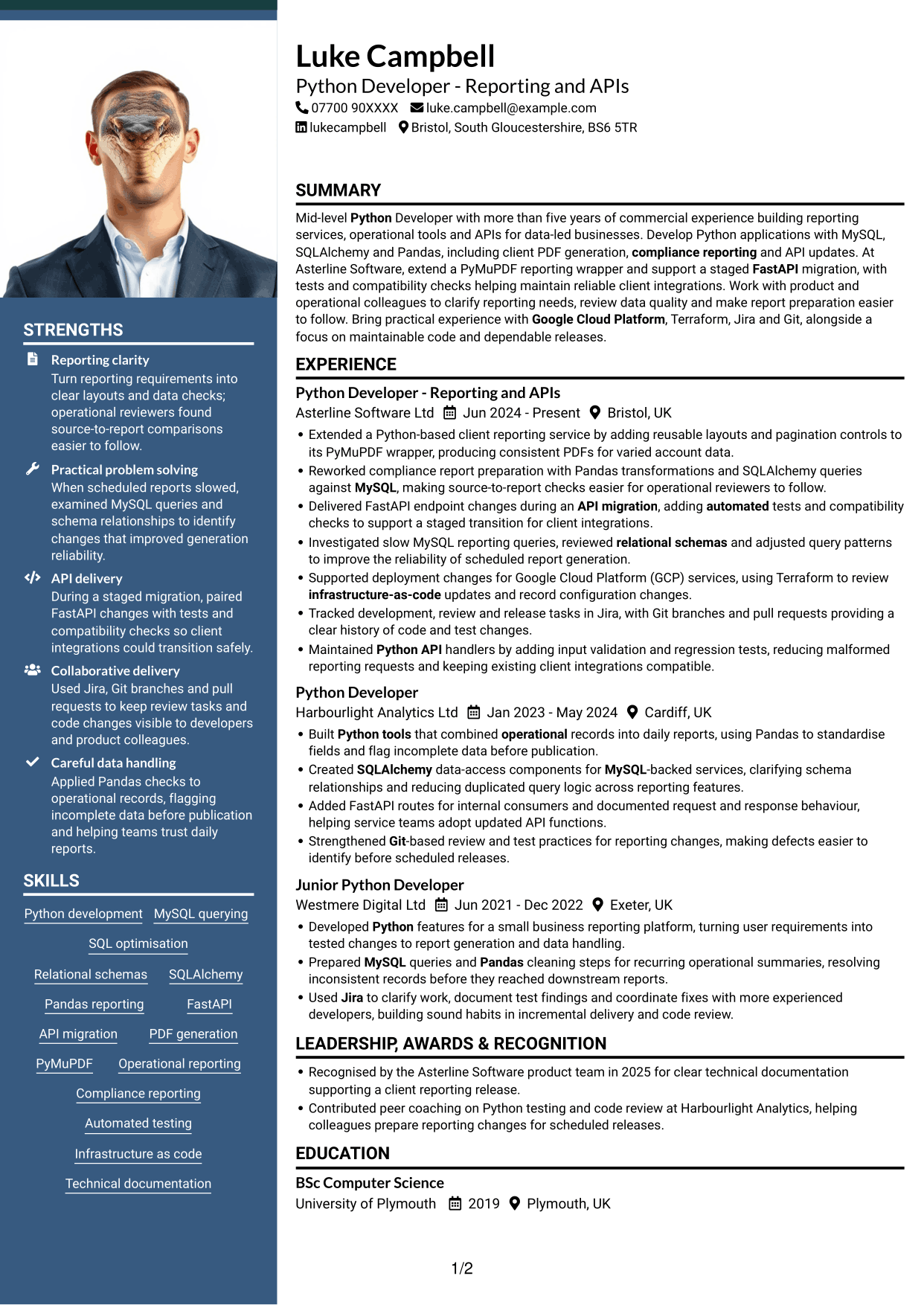 CV example — page 1