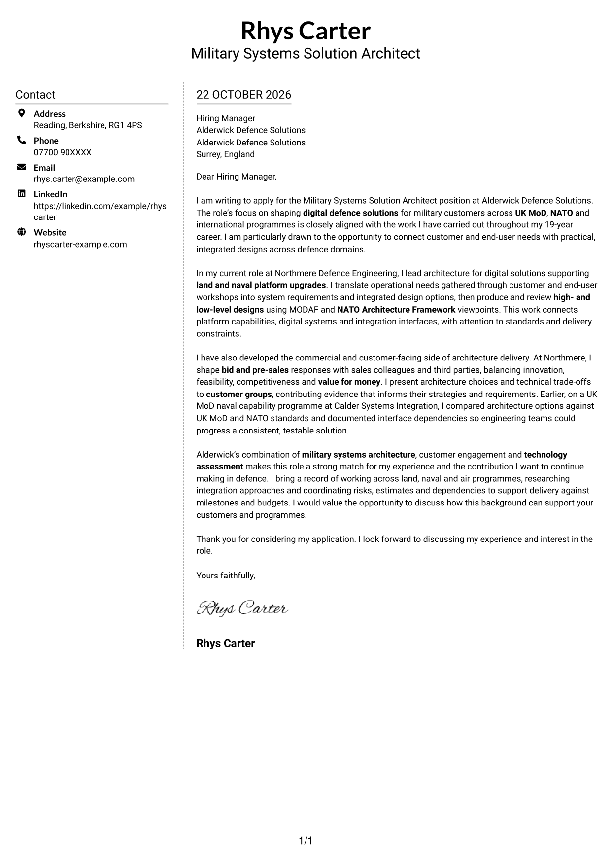 Cover letter example — page 1