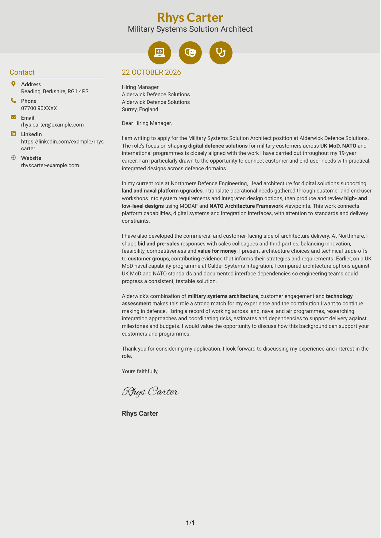Cover letter example — page 1