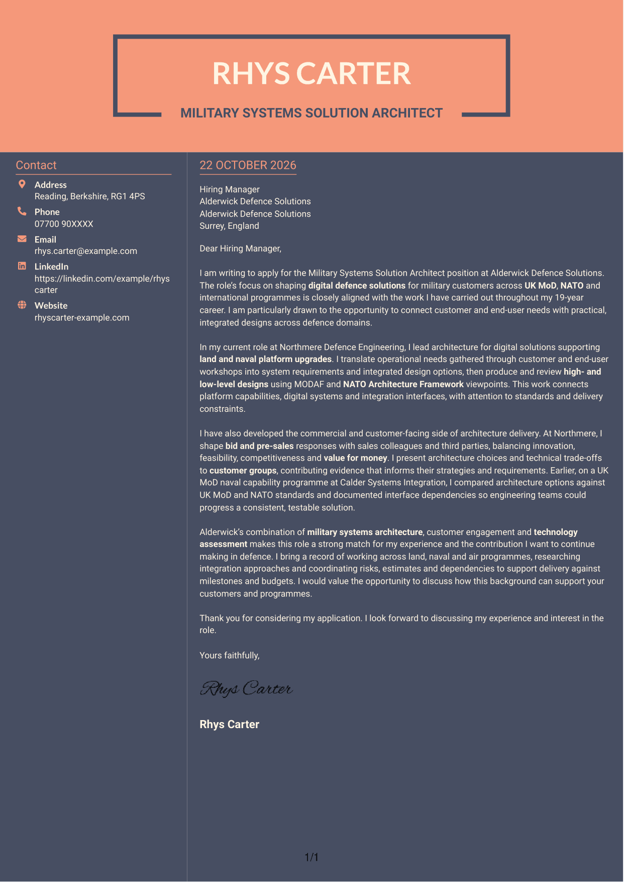 Cover letter example — page 1