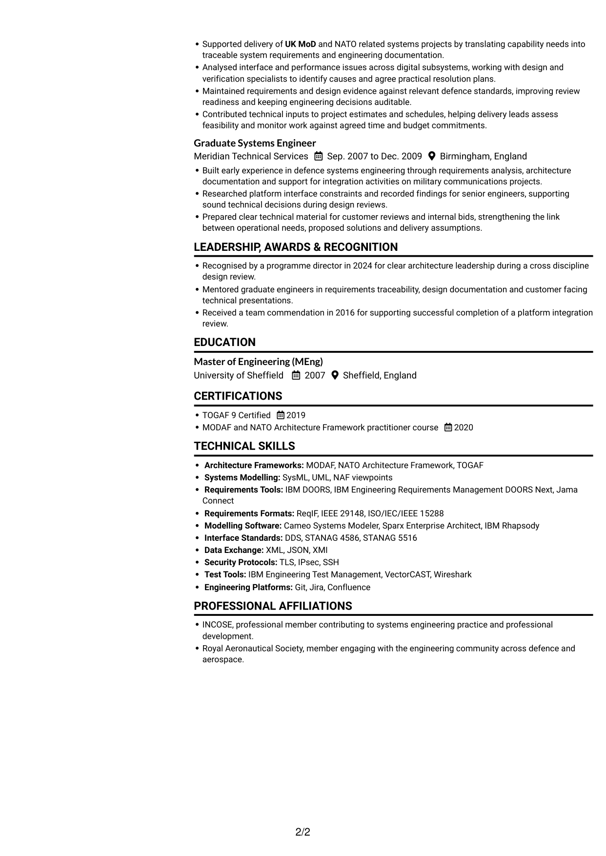 CV example — page 2
