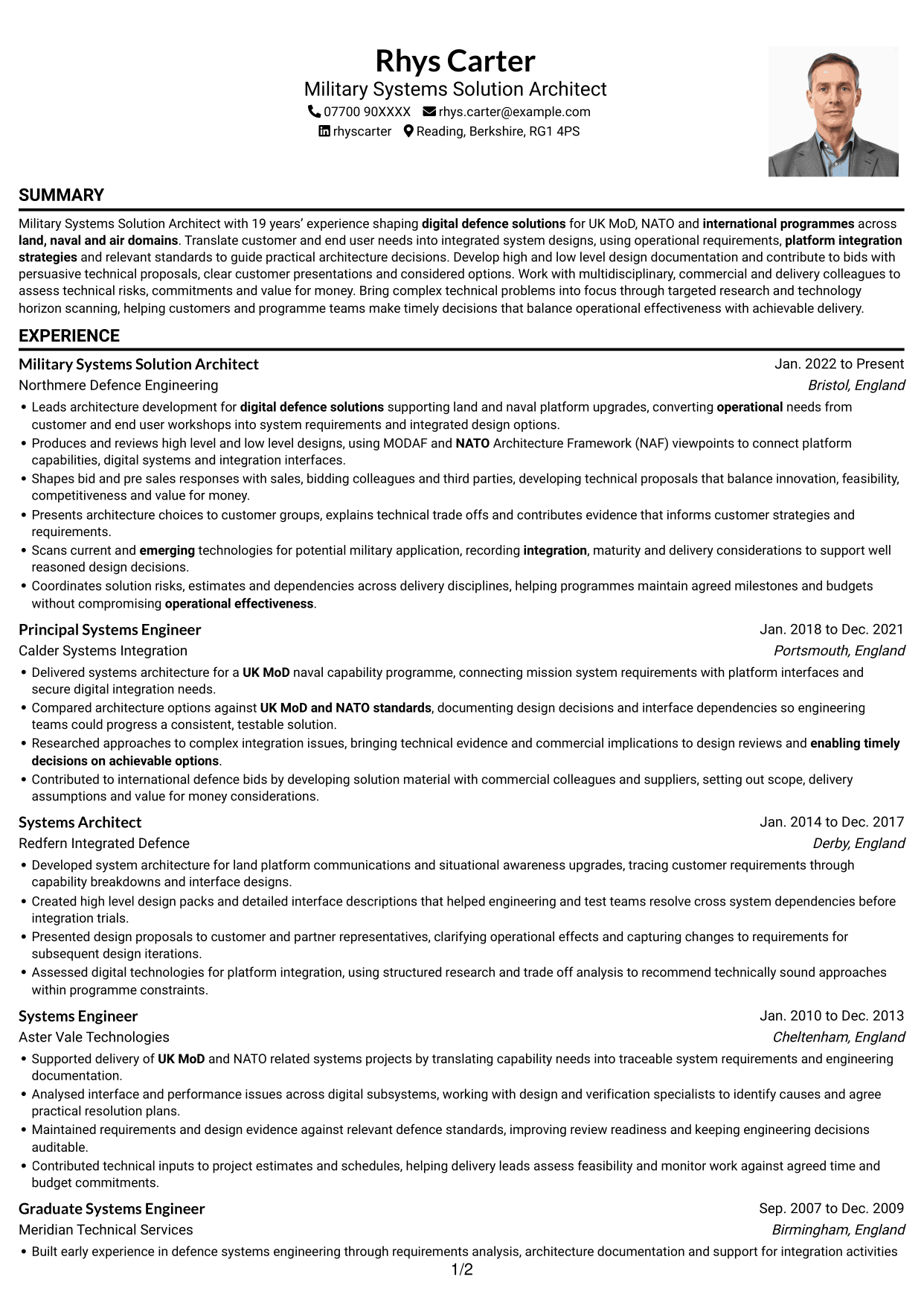 CV example — page 1