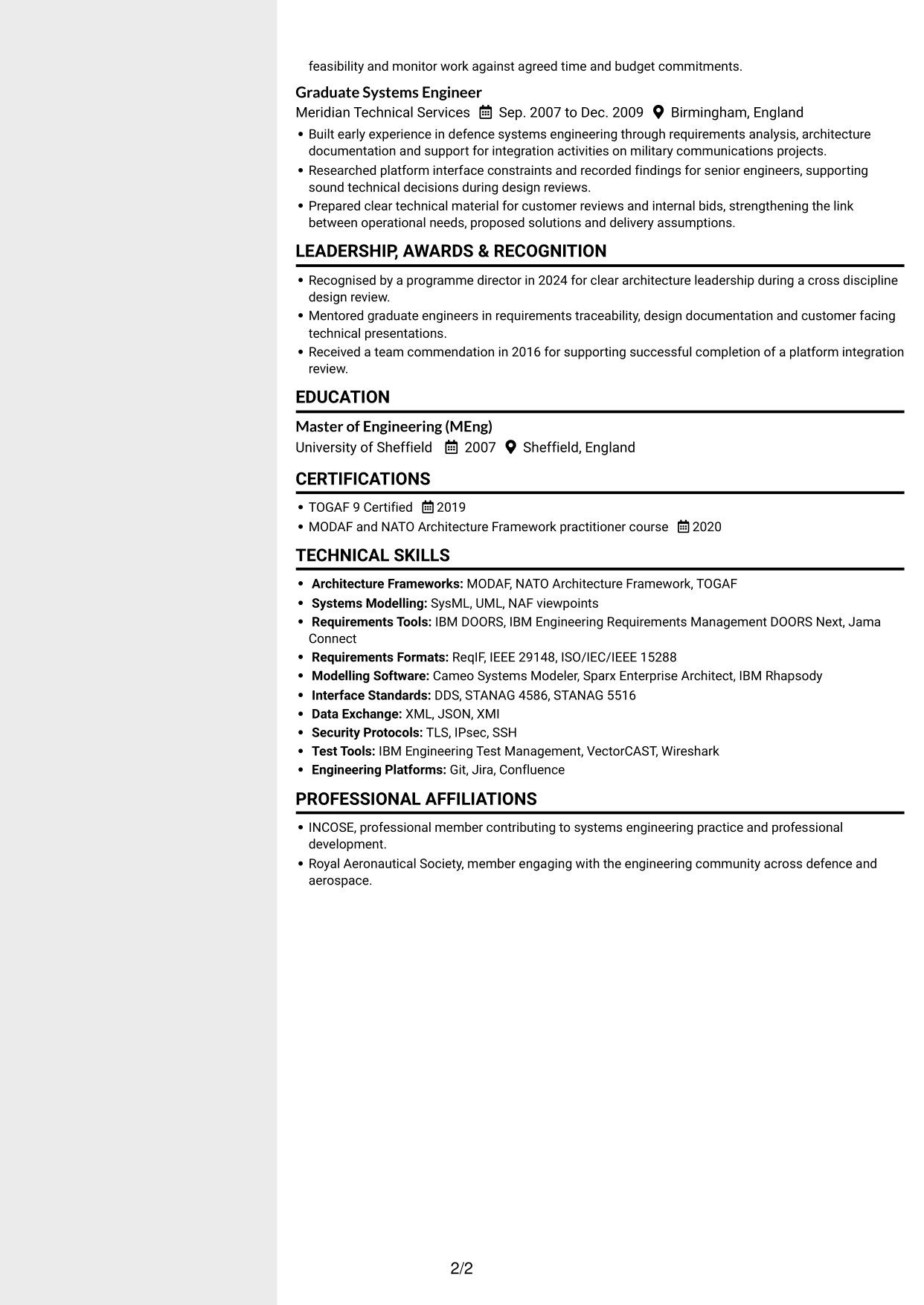 CV example — page 2