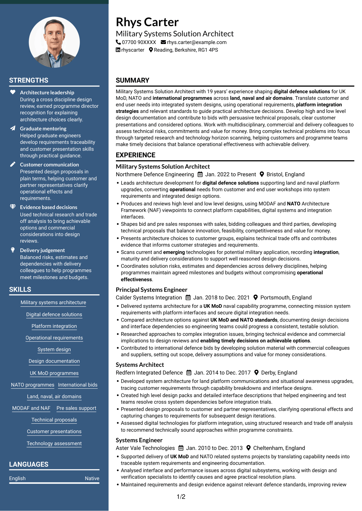CV example — page 1