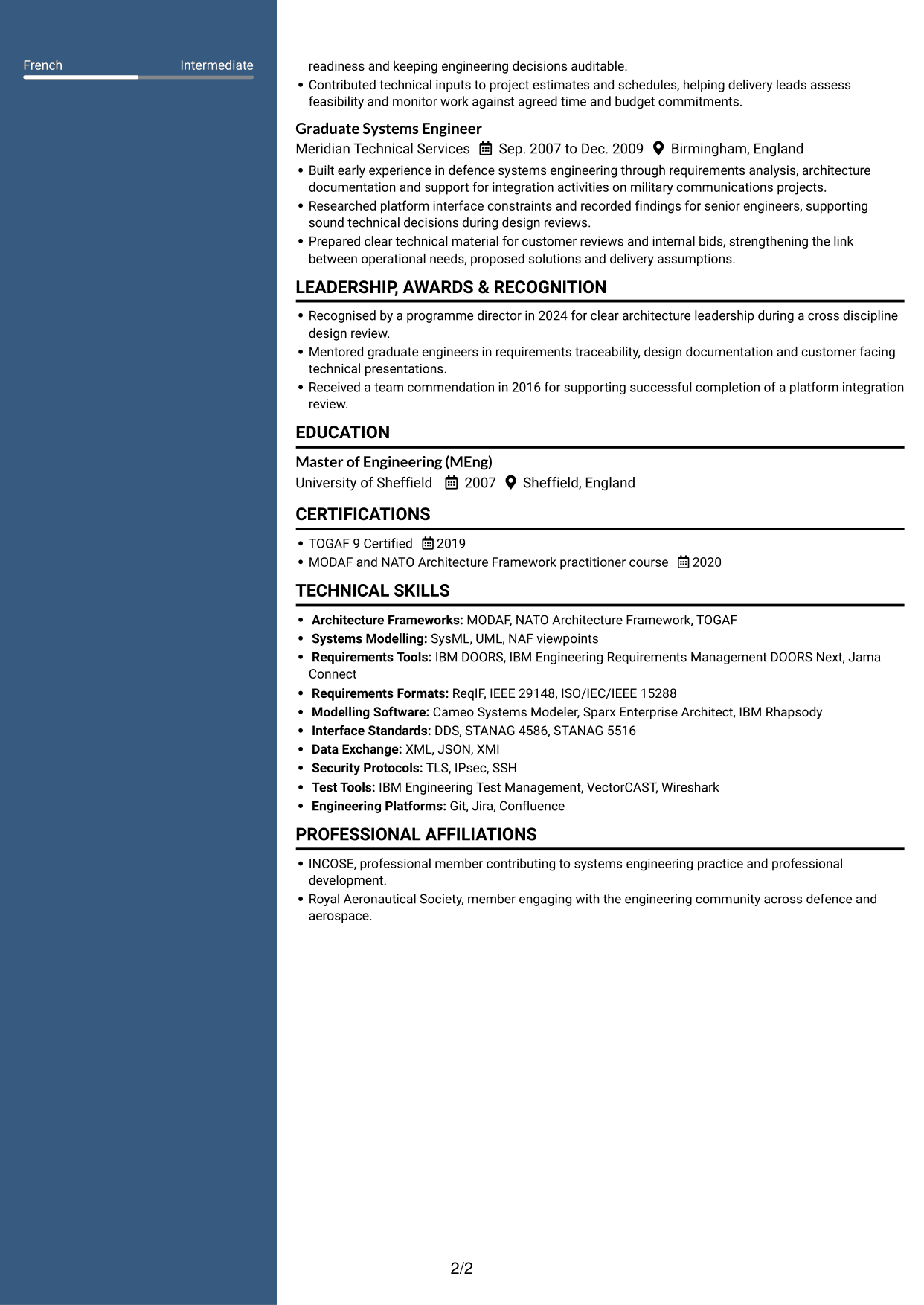 CV example — page 2