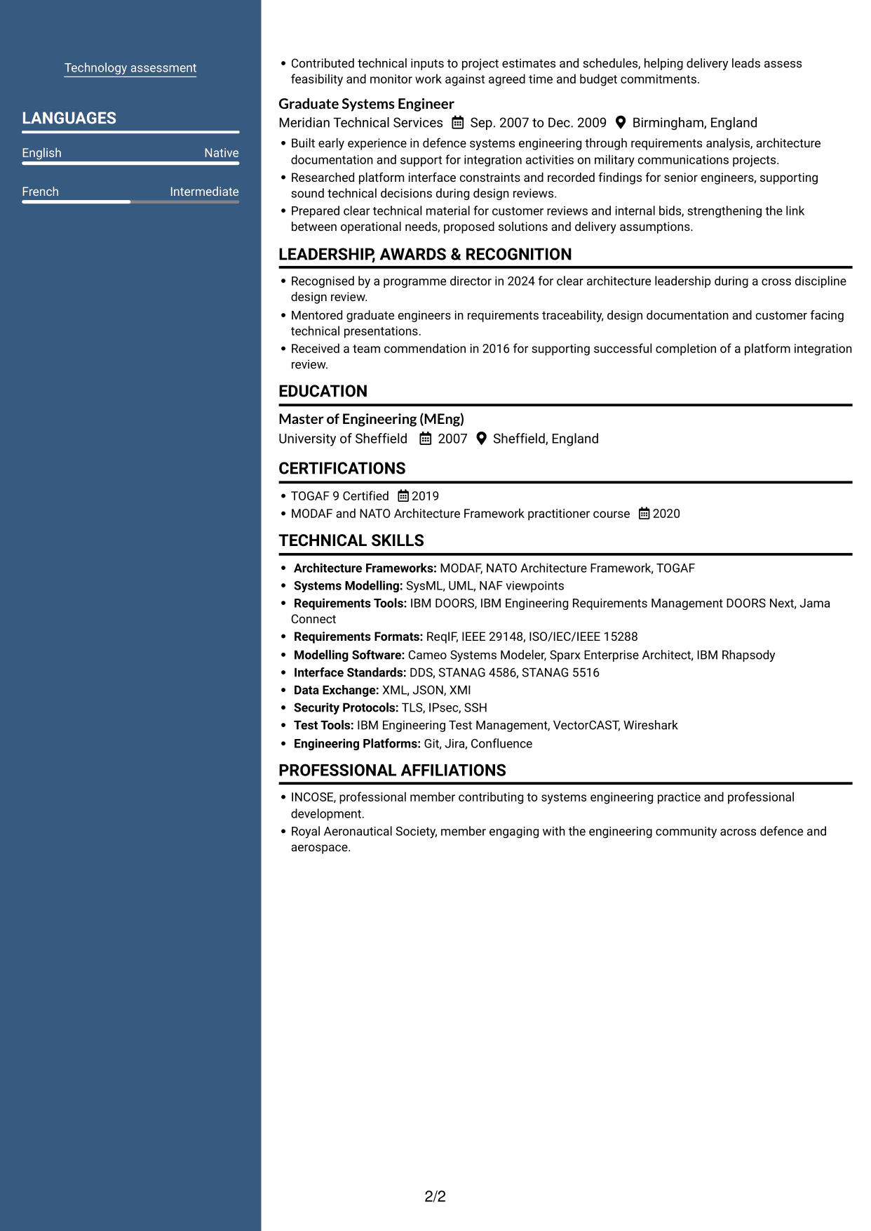 CV example — page 2