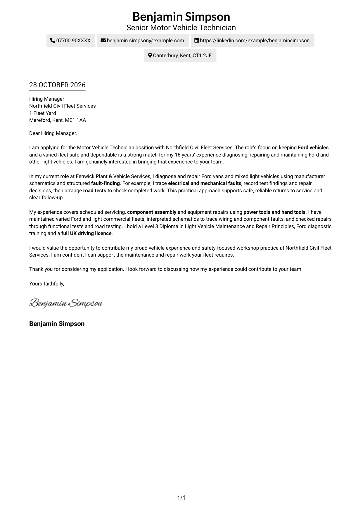 Cover letter example — page 1