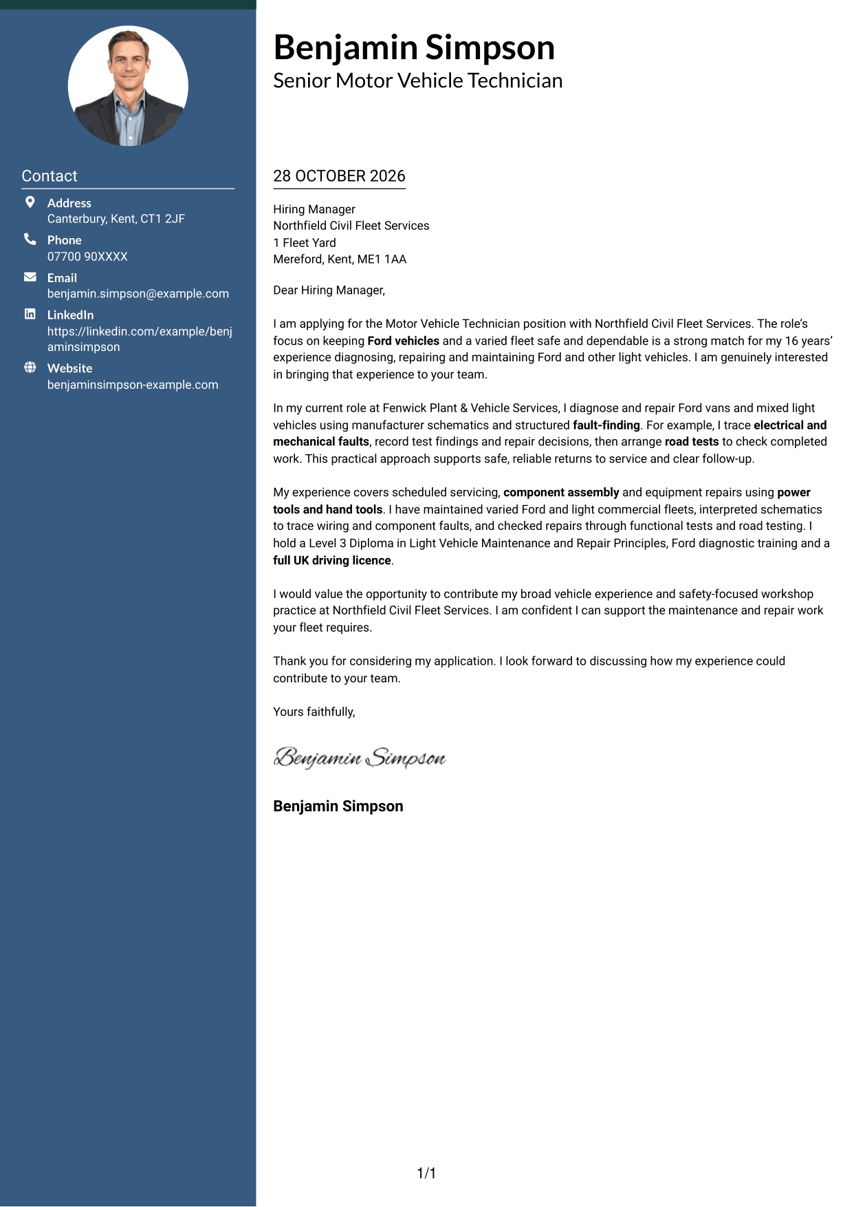 Cover letter example — page 1
