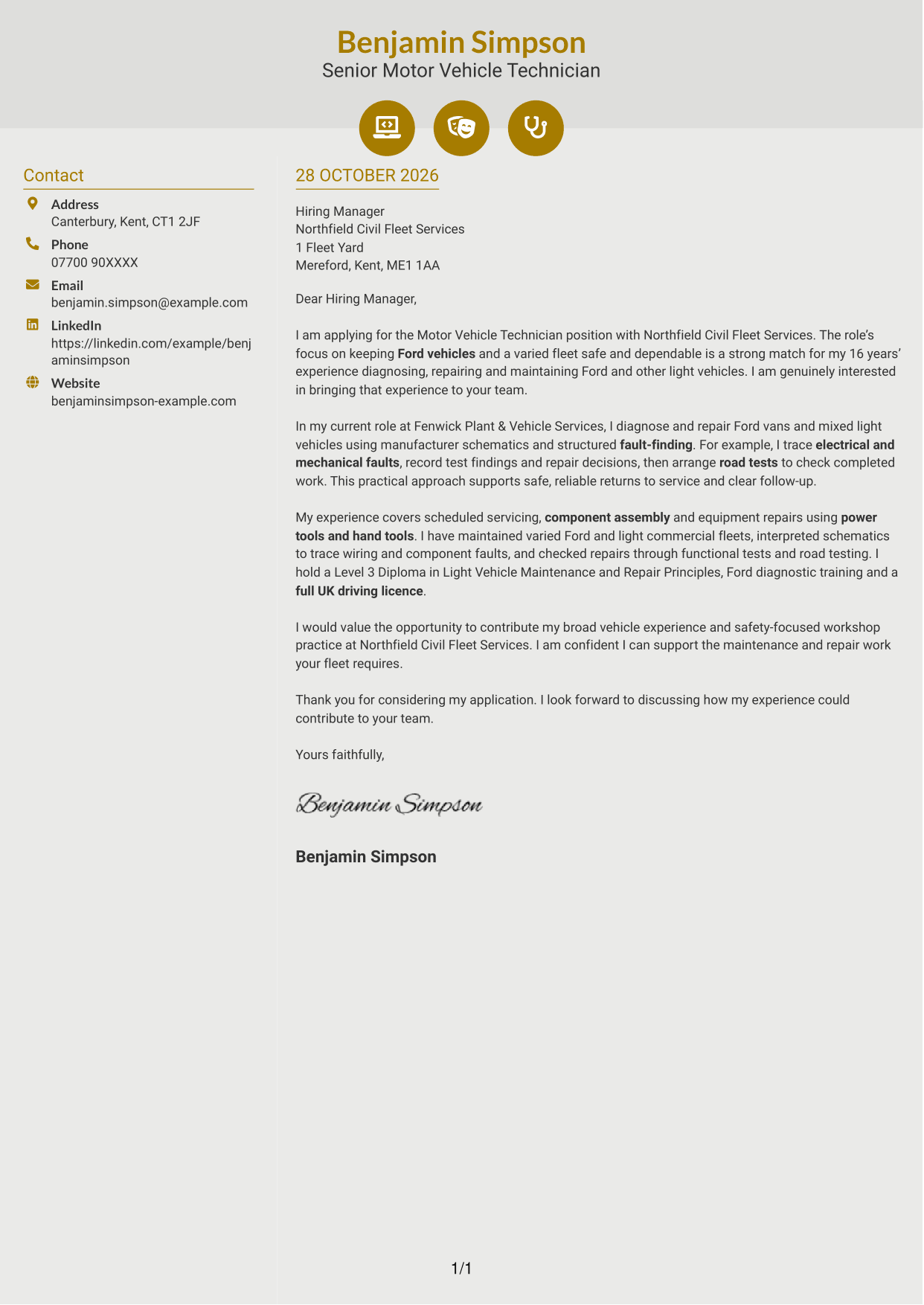 Cover letter example — page 1