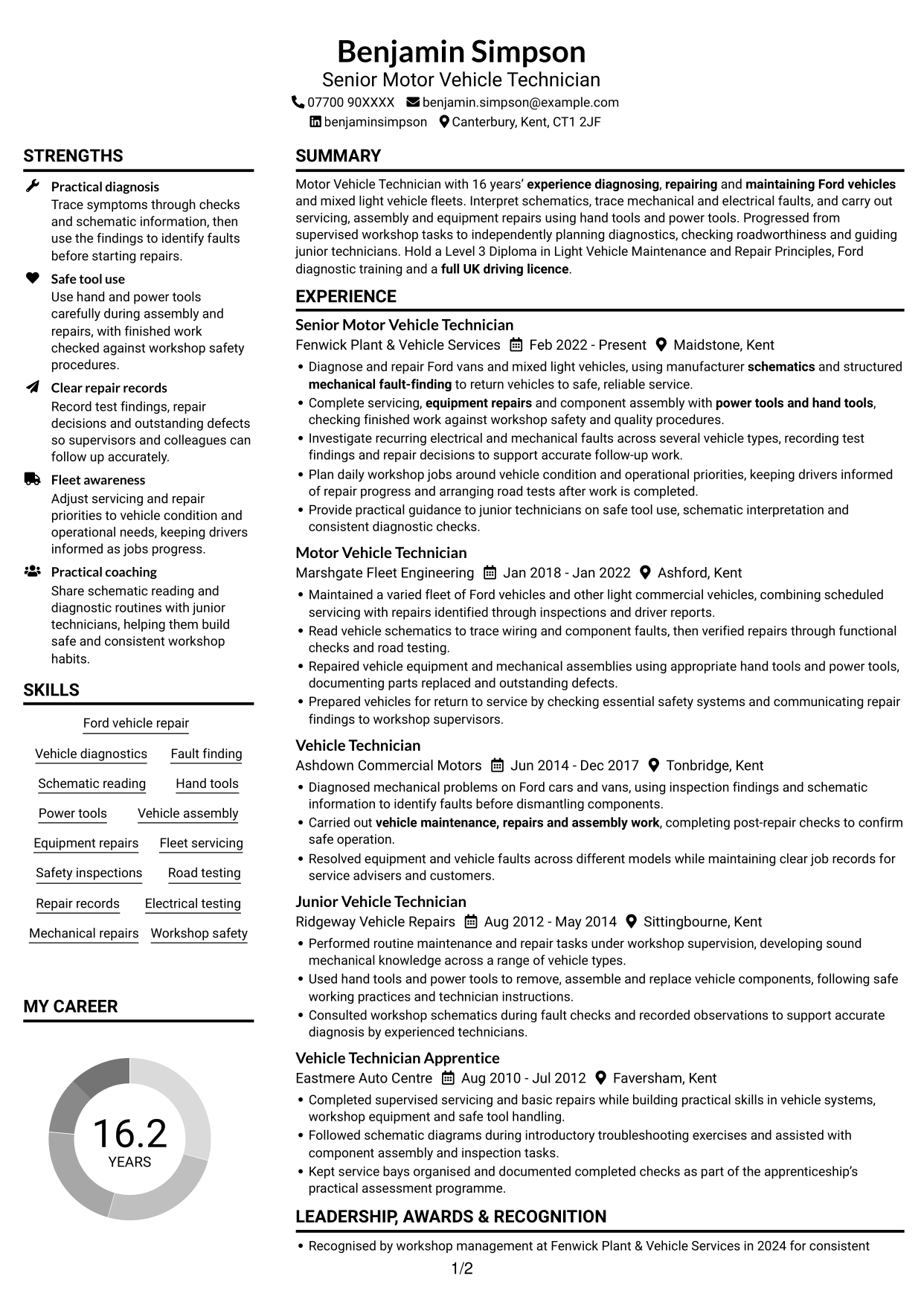 CV example — page 1