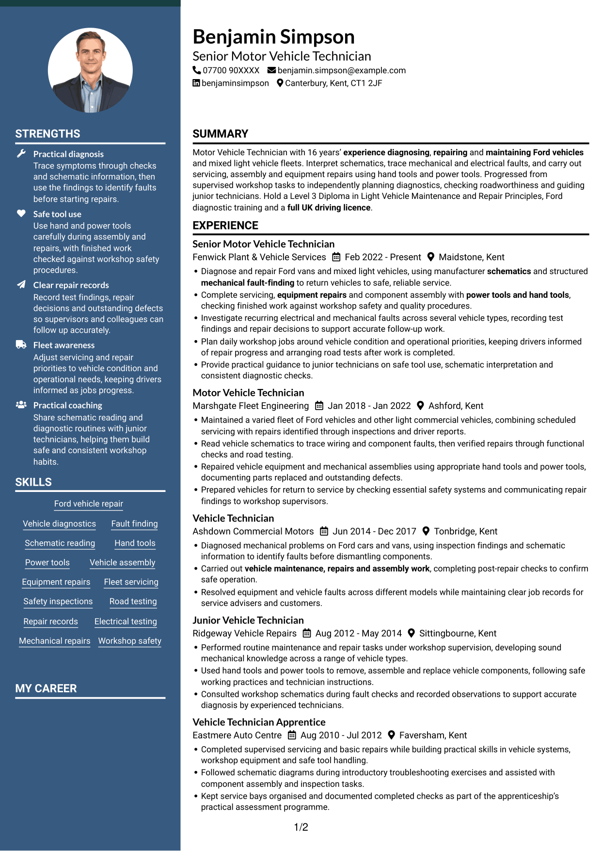 CV example — page 1