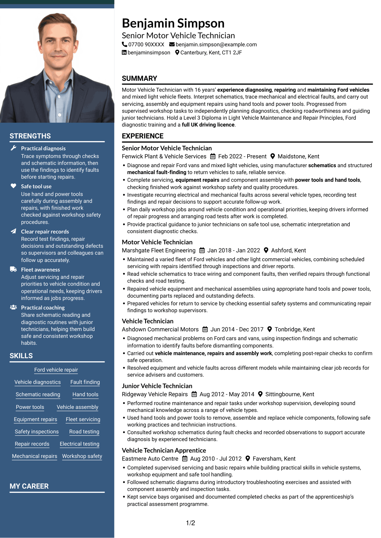 CV example — page 1