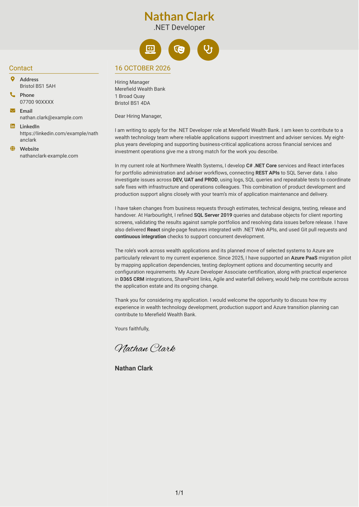 Cover letter example — page 1