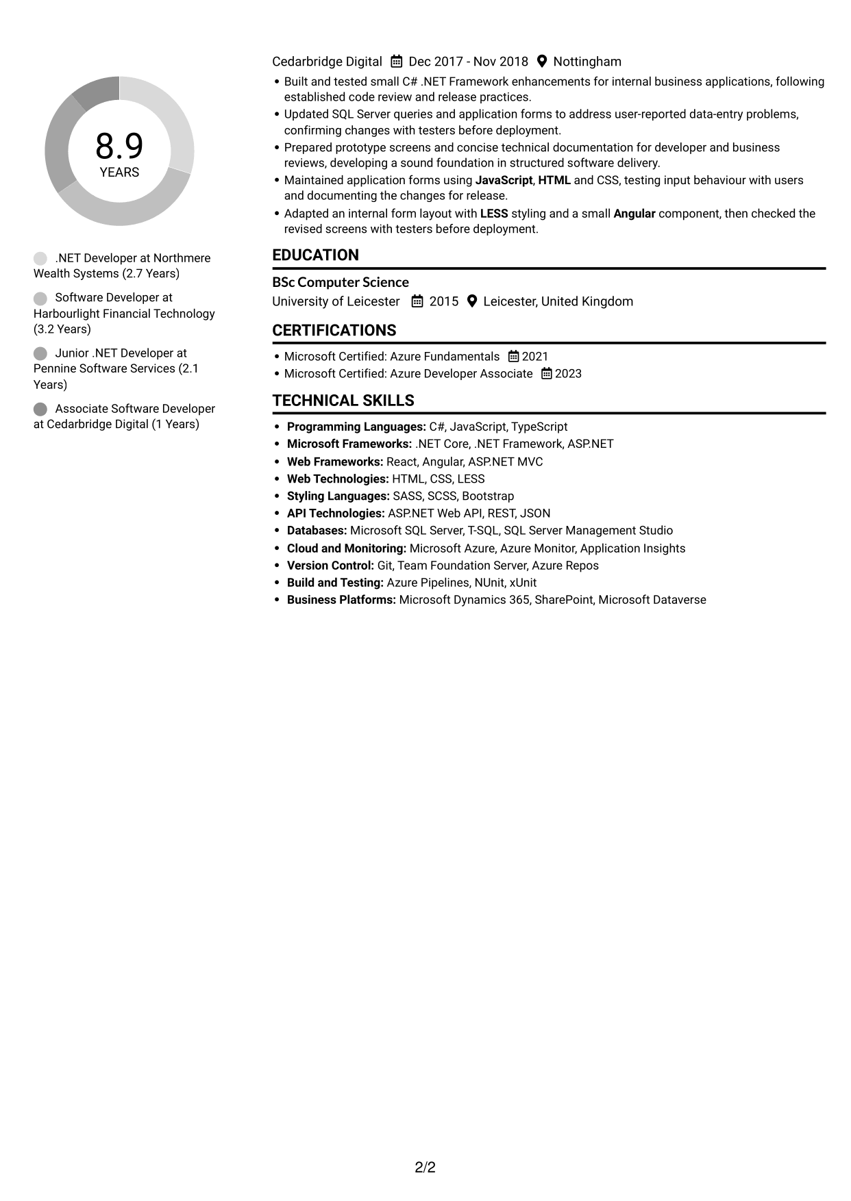 CV example — page 2