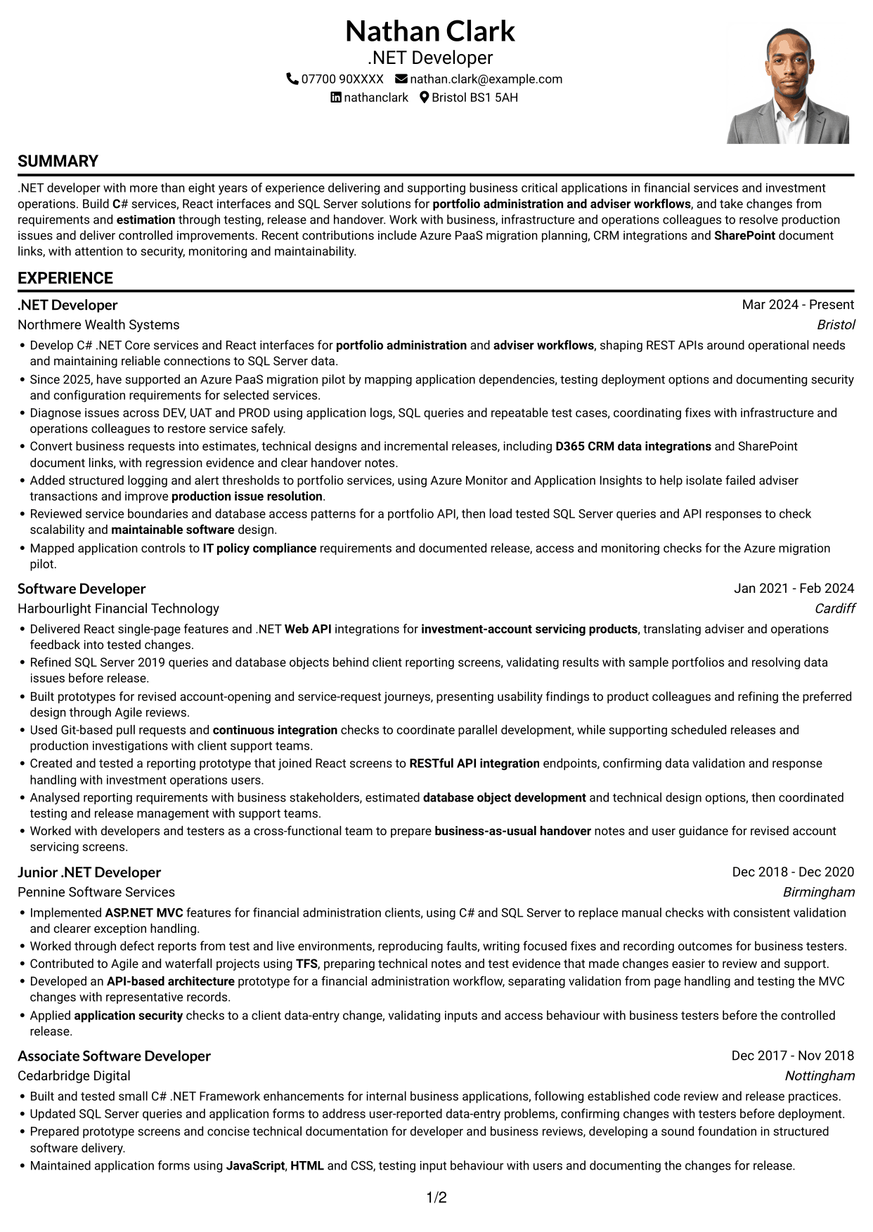 CV example — page 1