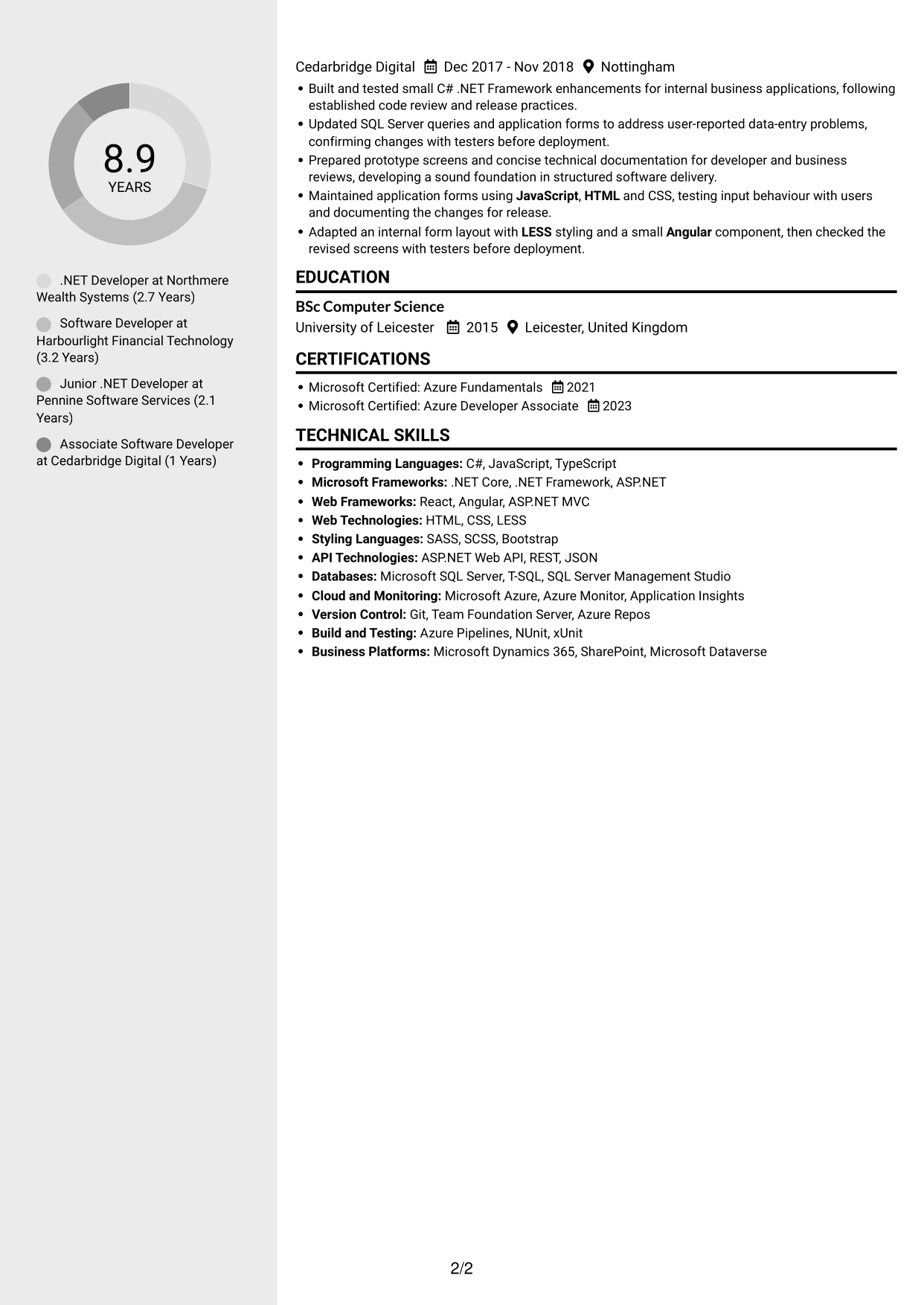 CV example — page 2