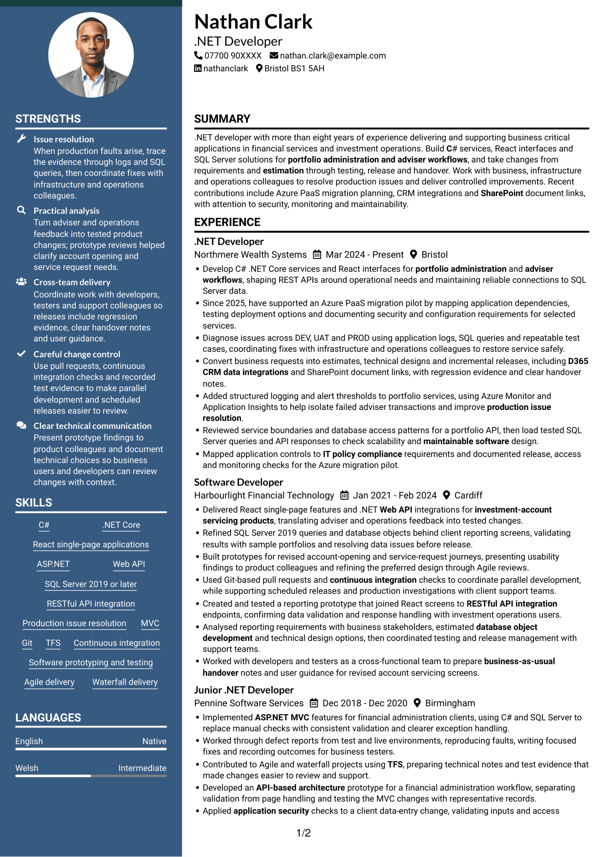 CV example — page 1
